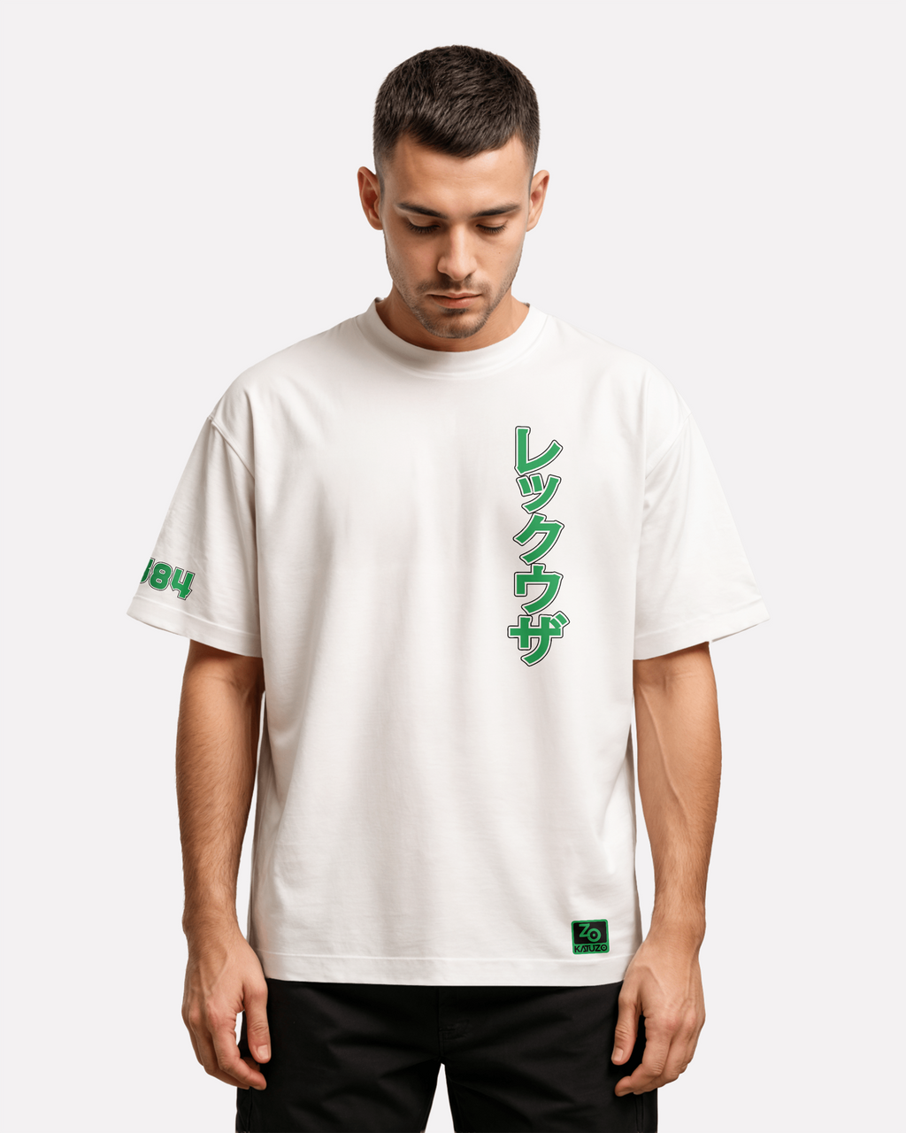 Rayquaza Oversize/Box T-shirt Unisex biała/czarna