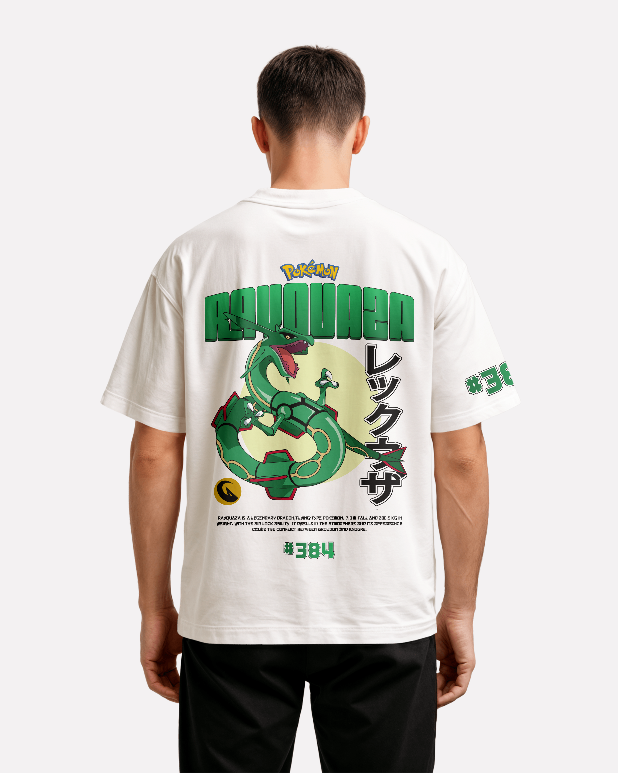 Rayquaza Oversize/Box T-shirt Unisex biała/czarna