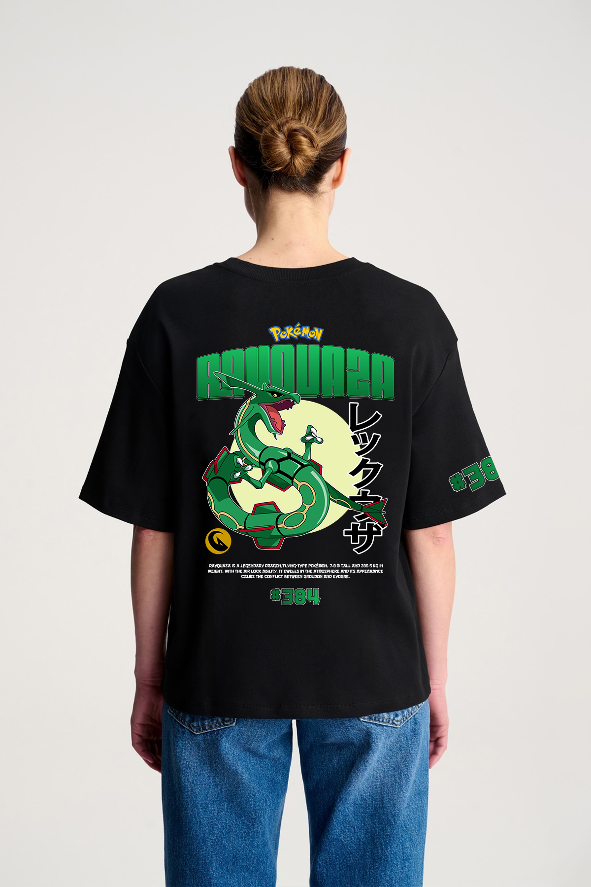 Rayquaza Oversize/Box T-shirt Unisex biała/czarna