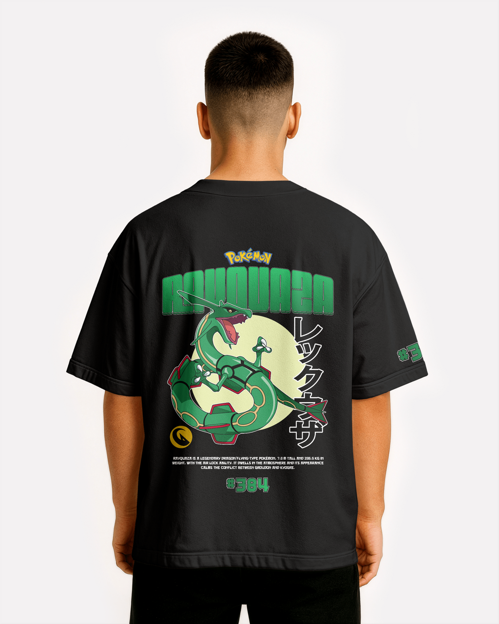 Rayquaza Oversize/Box T-shirt Unisex biała/czarna