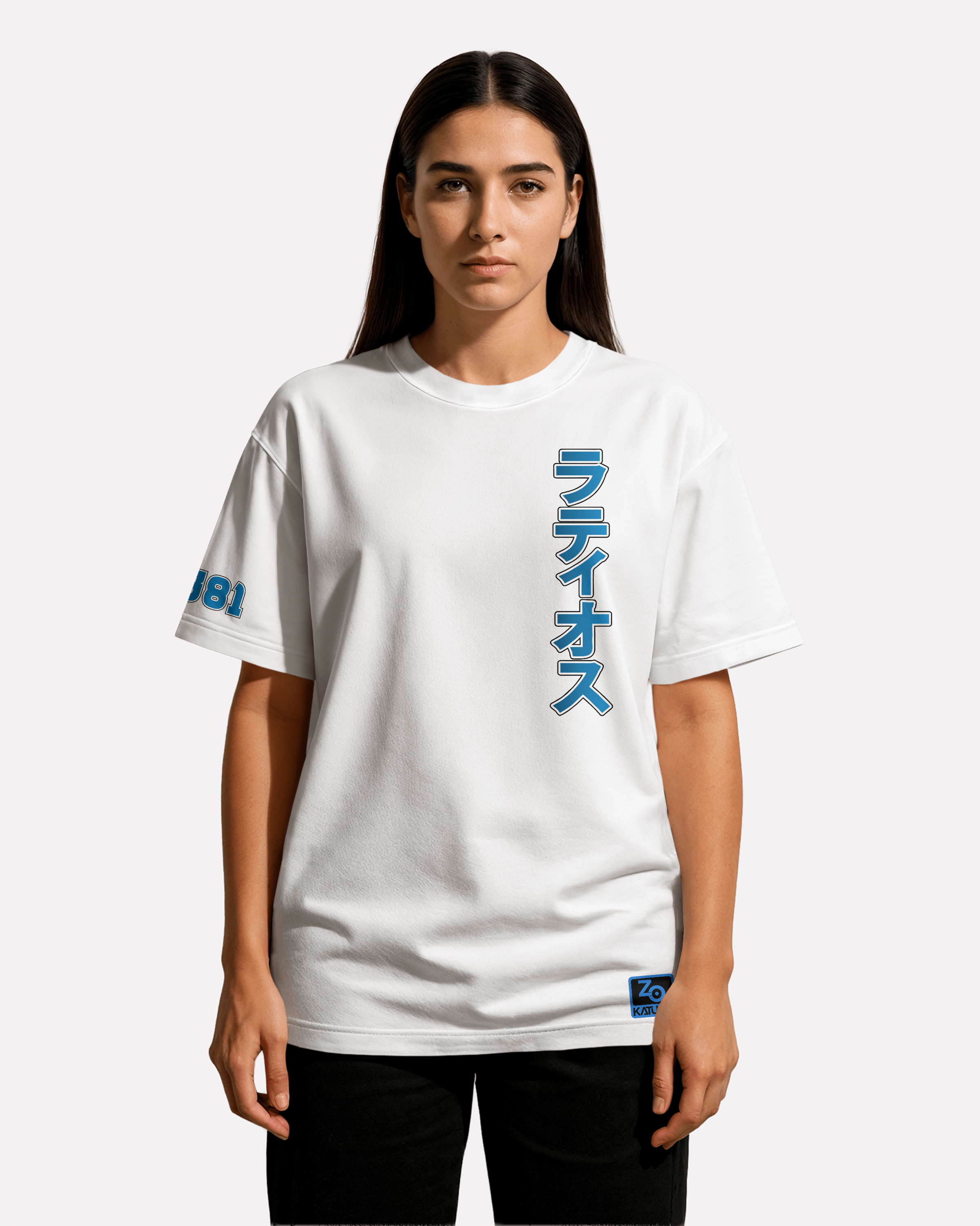 Latios Oversize/Box T-shirt Unisex biała/czarna