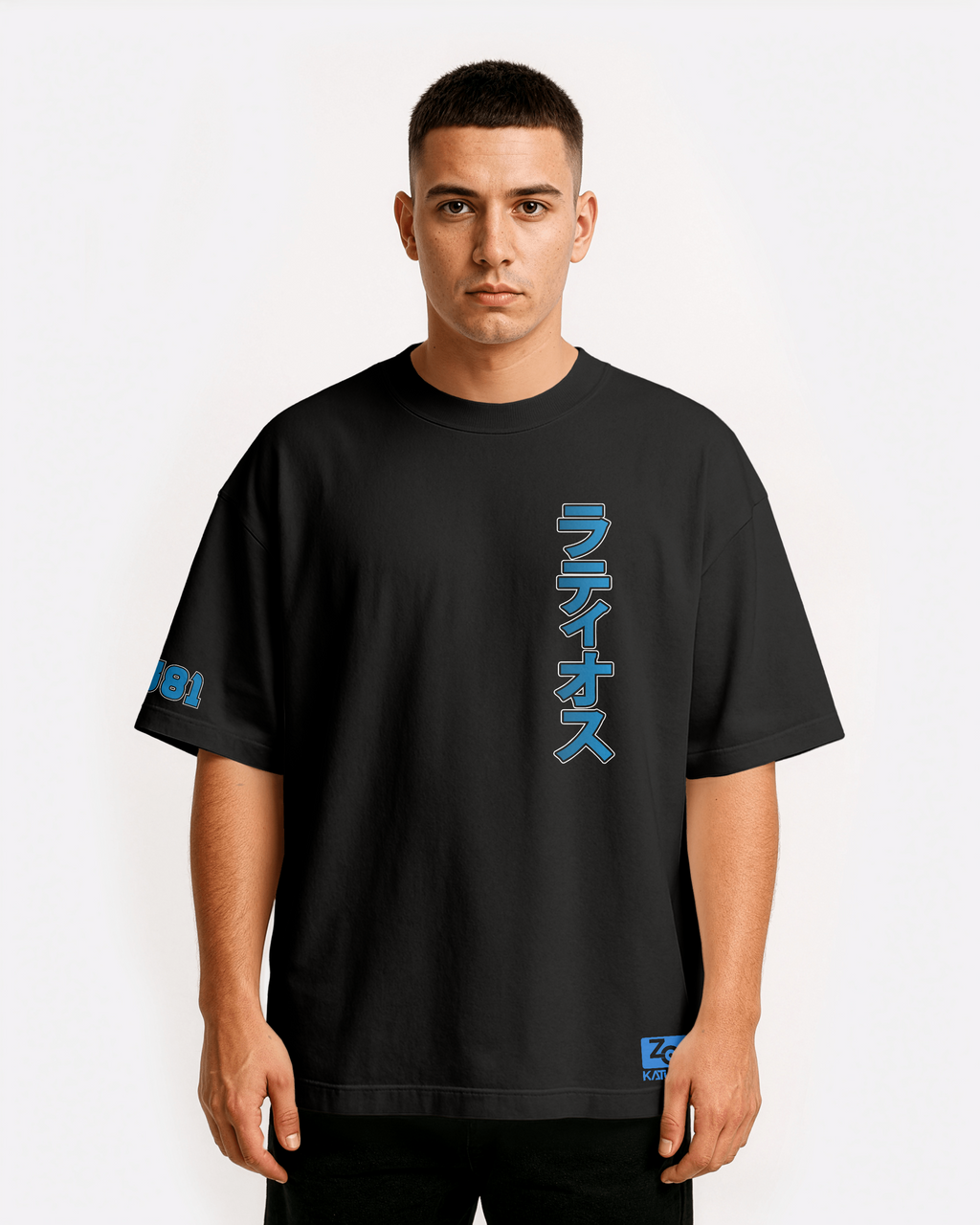 Latios Oversize/Box T-shirt Unisex biała/czarna