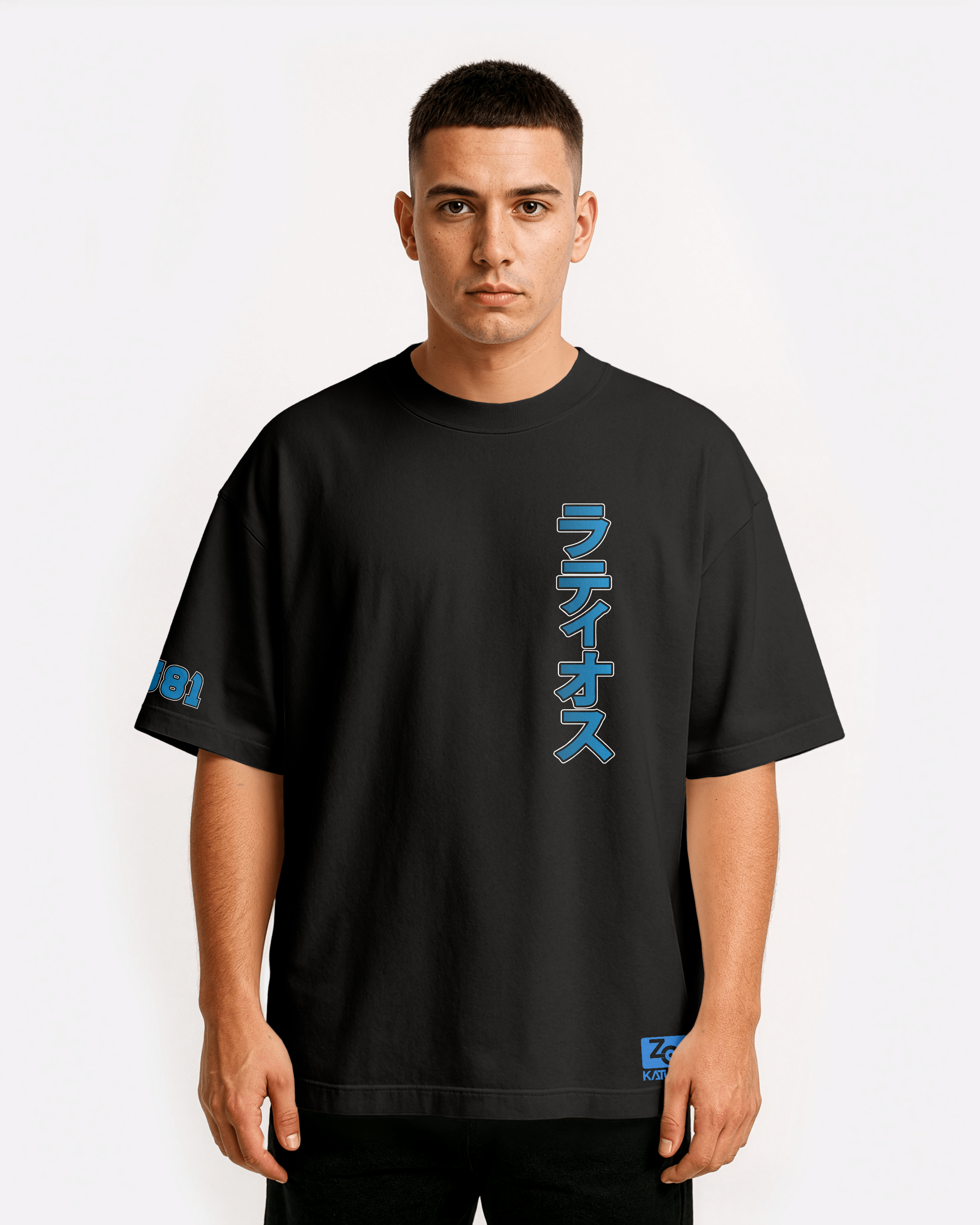 Latios Oversize/Box T-shirt Unisex biała/czarna