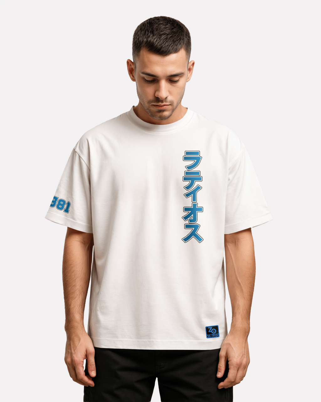 Latios Oversize/Box T-shirt Unisex biała/czarna