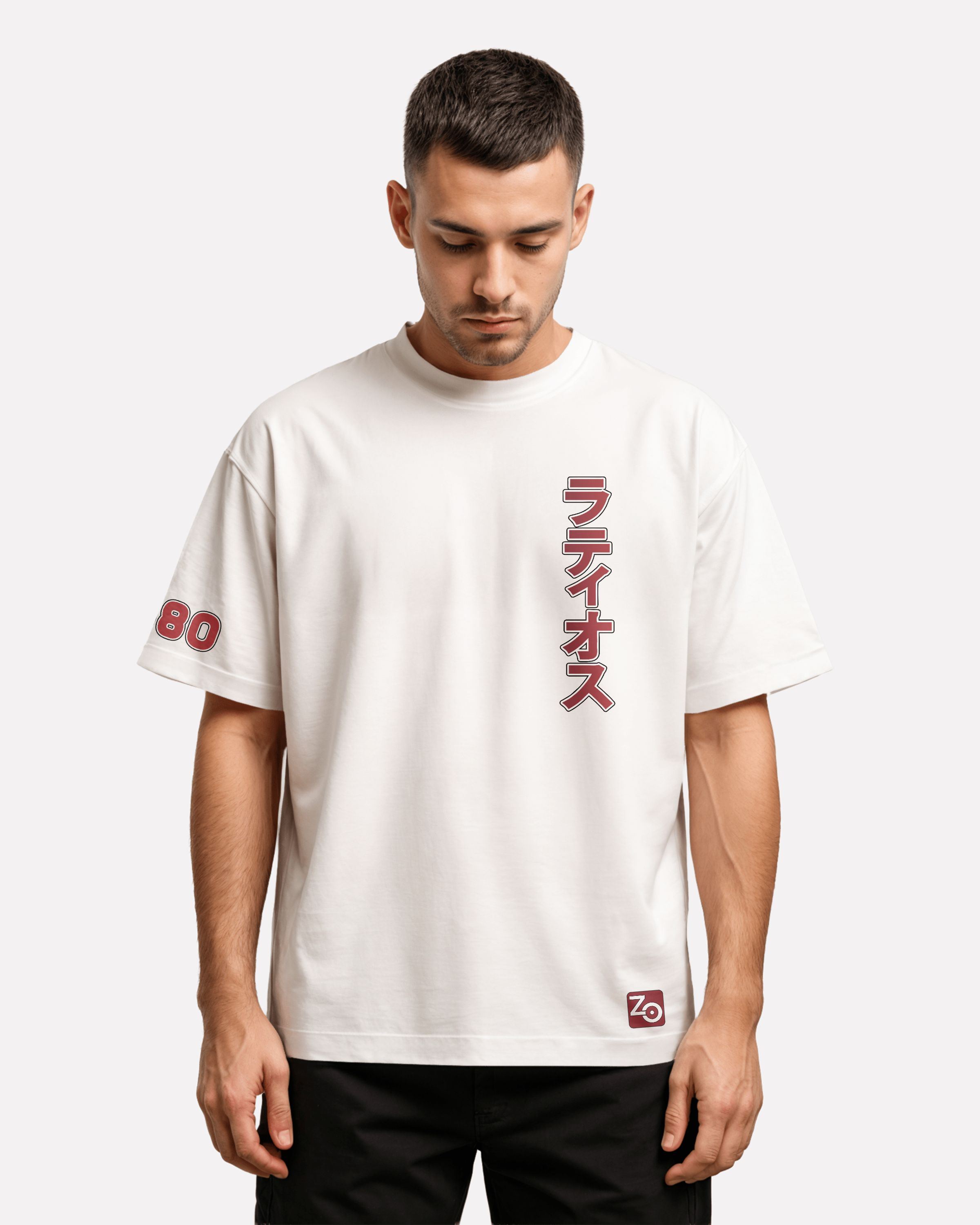 Latias Oversize/Box T-shirt Unisex biała/czarna