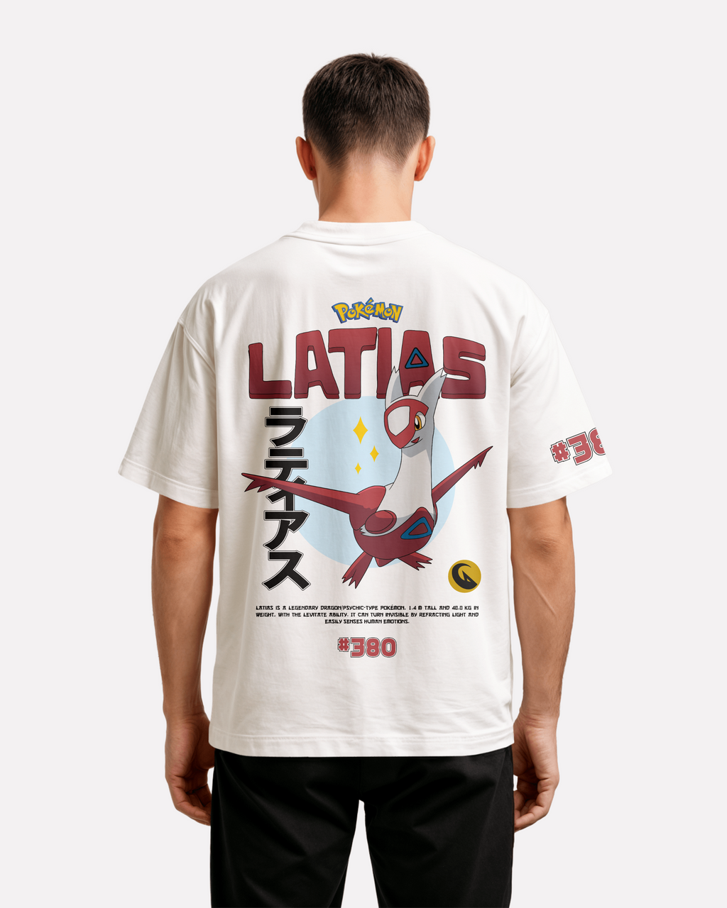 Latias Oversize/Box T-shirt Unisex biała/czarna
