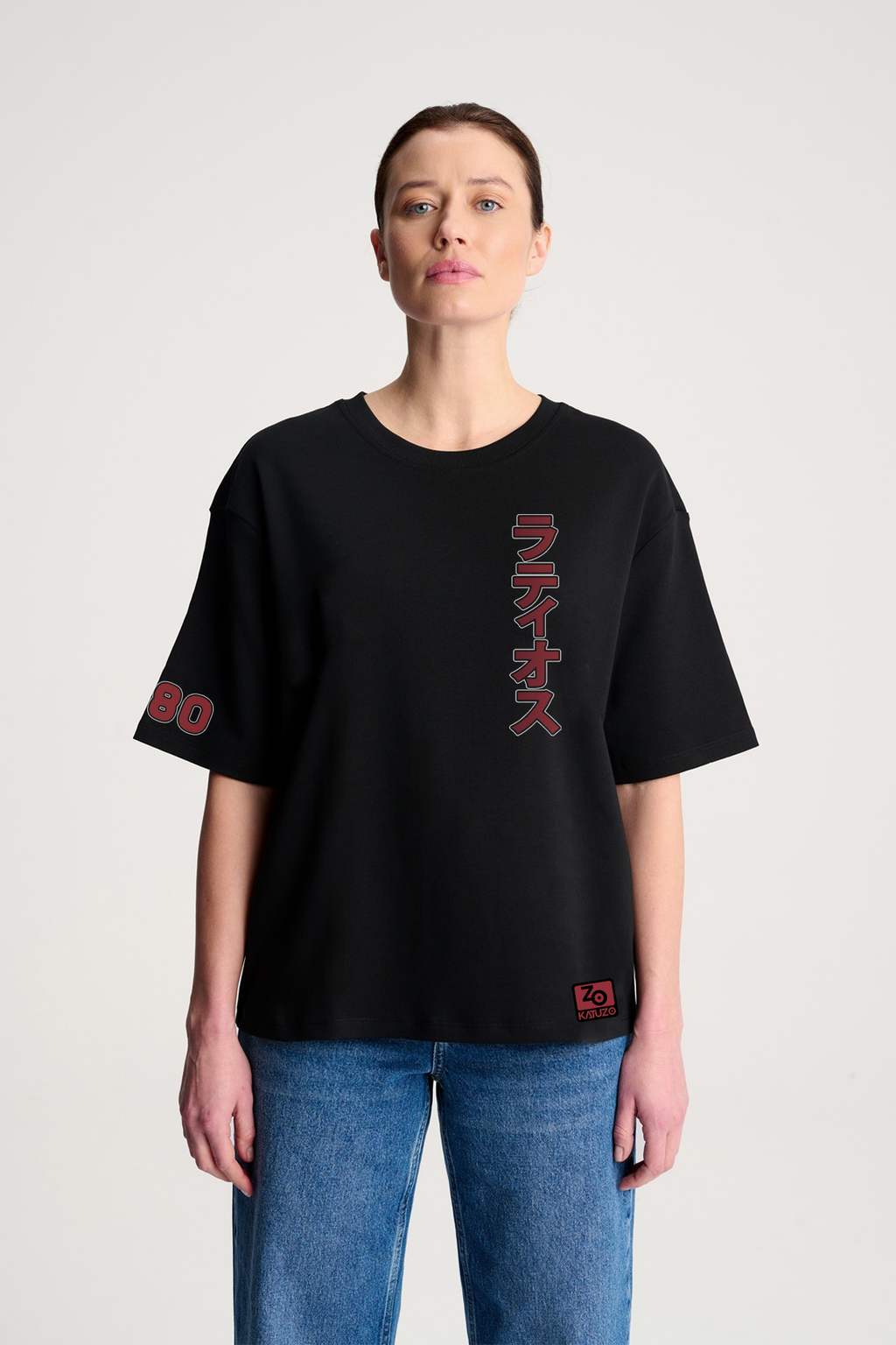 Latias Oversize/Box T-shirt Unisex biała/czarna