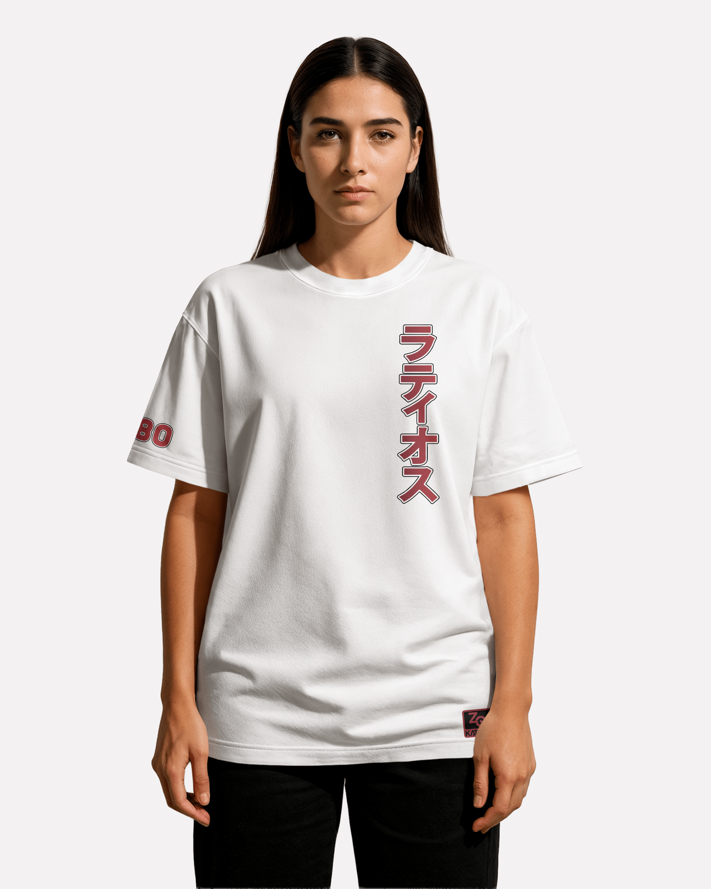 Latias Oversize/Box T-shirt Unisex biała/czarna