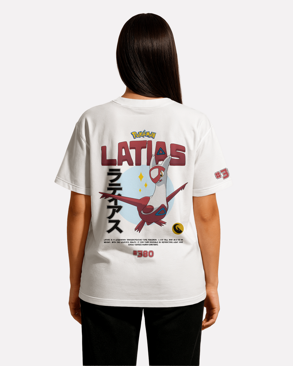 Latias Oversize/Box T-shirt Unisex biała/czarna