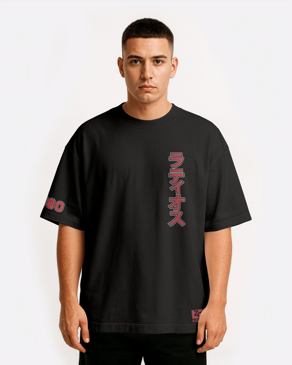 Latias Oversize/Box T-shirt Unisex biała/czarna