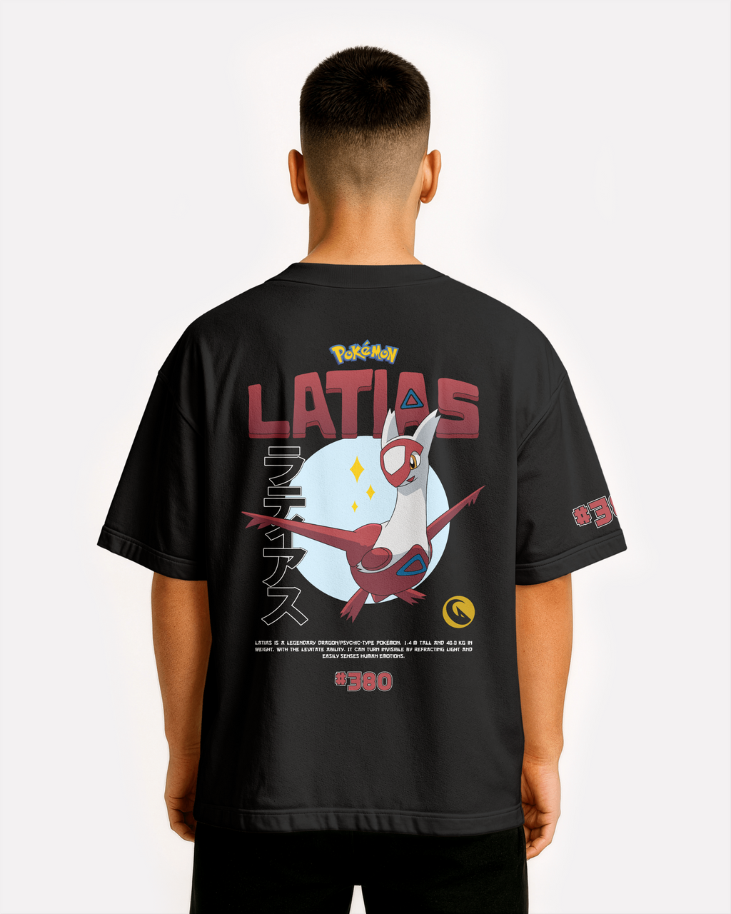 Latias Oversize/Box T-shirt Unisex biała/czarna