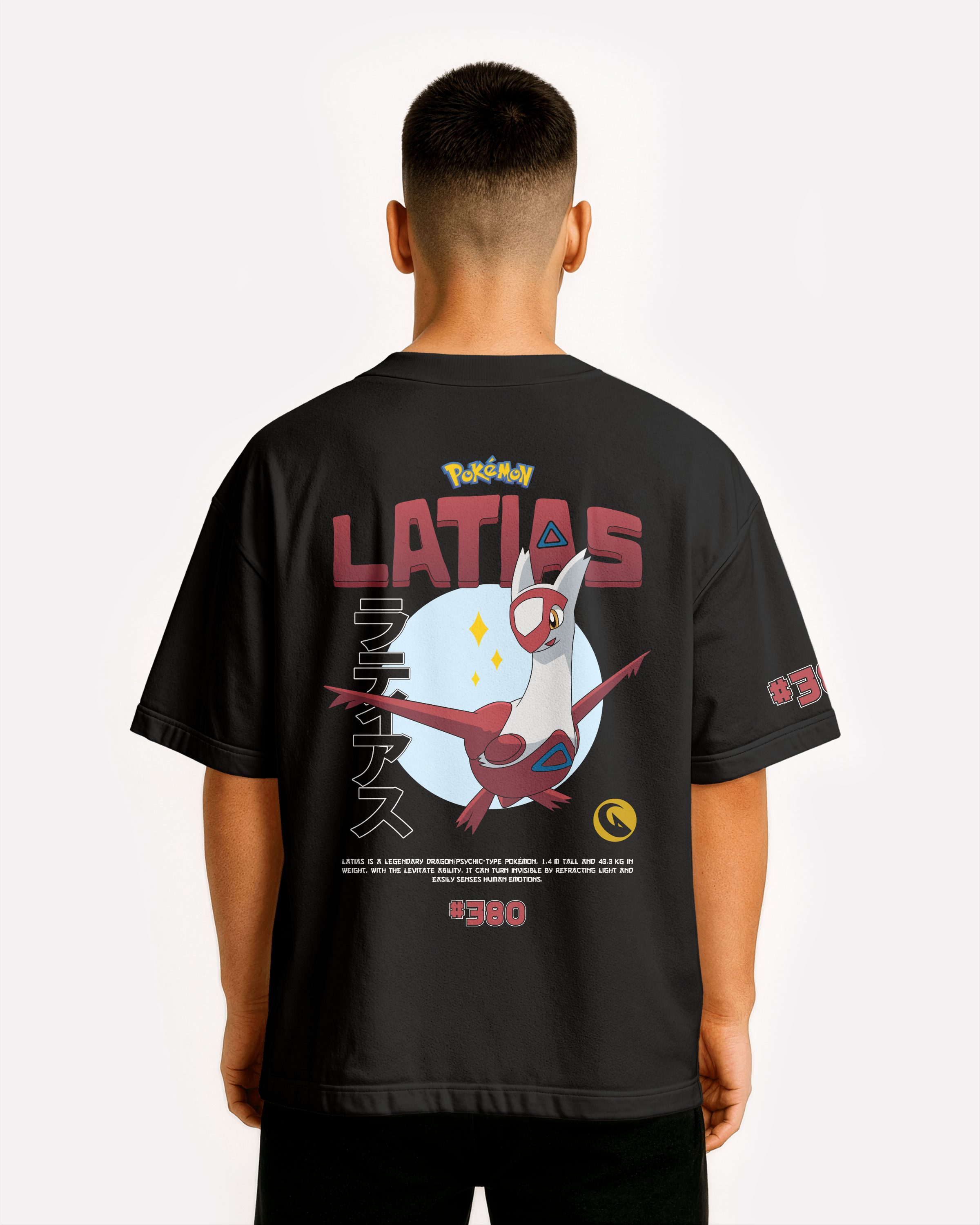 Latias Oversize/Box T-shirt Unisex biała/czarna