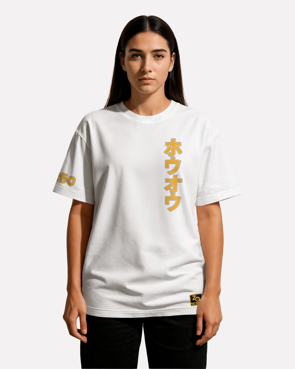 Ho-Oh Oversize/Box T-shirt Unisex biała/czarna