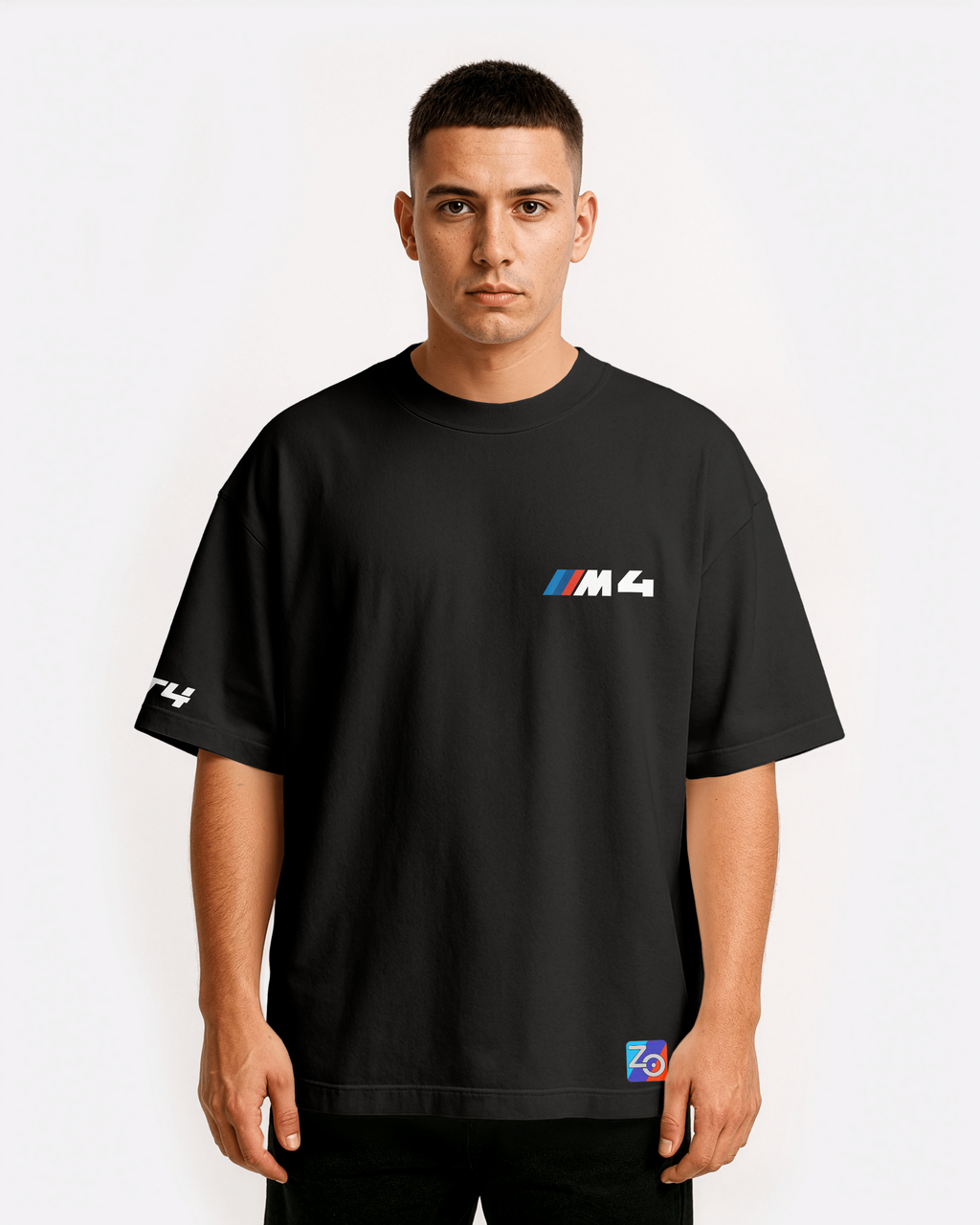 BMW M4 GT4 G82 Oversize T-shirt Unisex biała/czarna