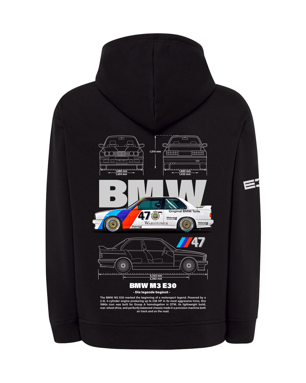 BMW M3 E30 Bluza z kapturem 320g