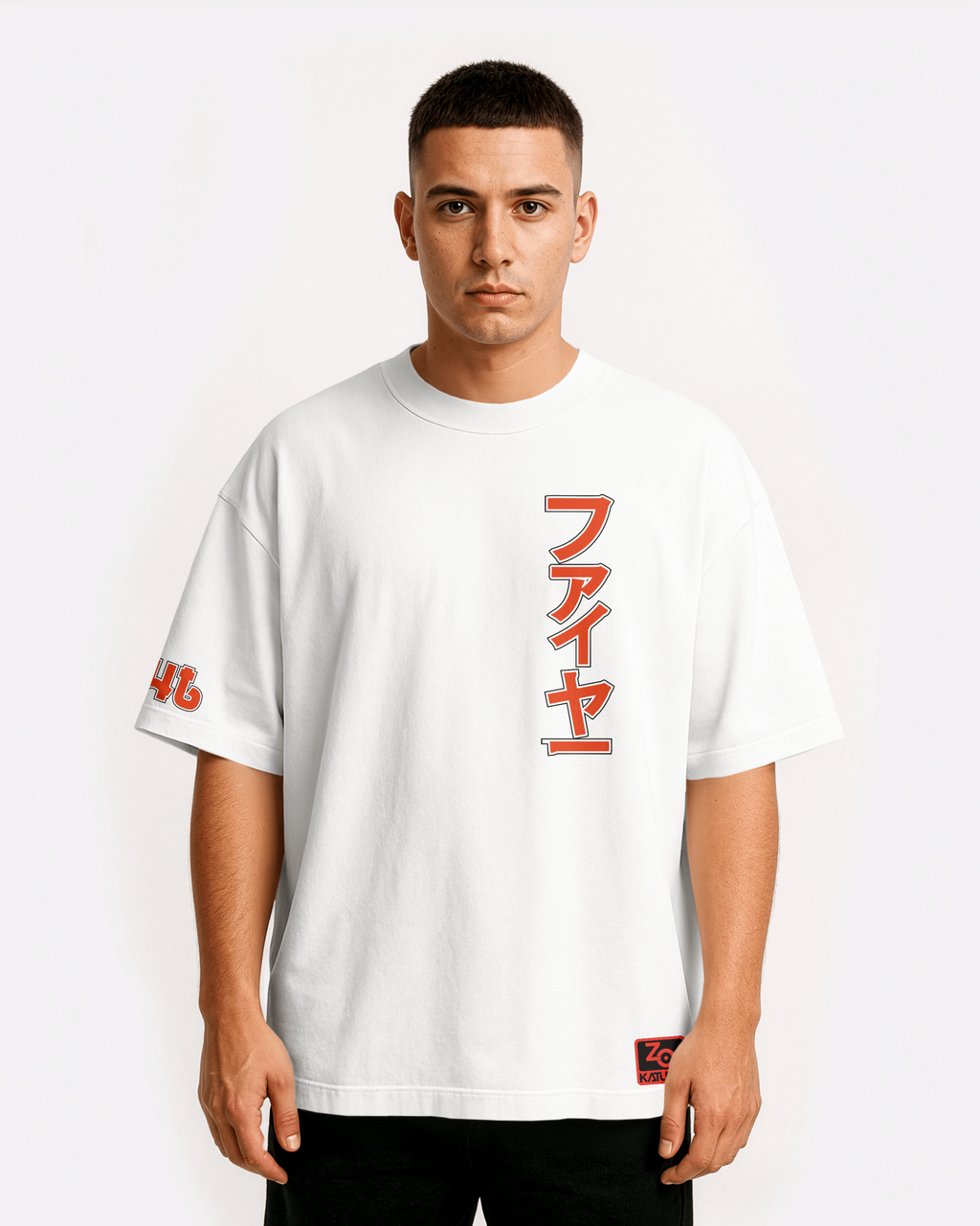 Moltres  Oversize/Box T-shirt Unisex biała/czarna