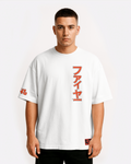 Moltres  Oversize/Box T-shirt Unisex biała/czarna