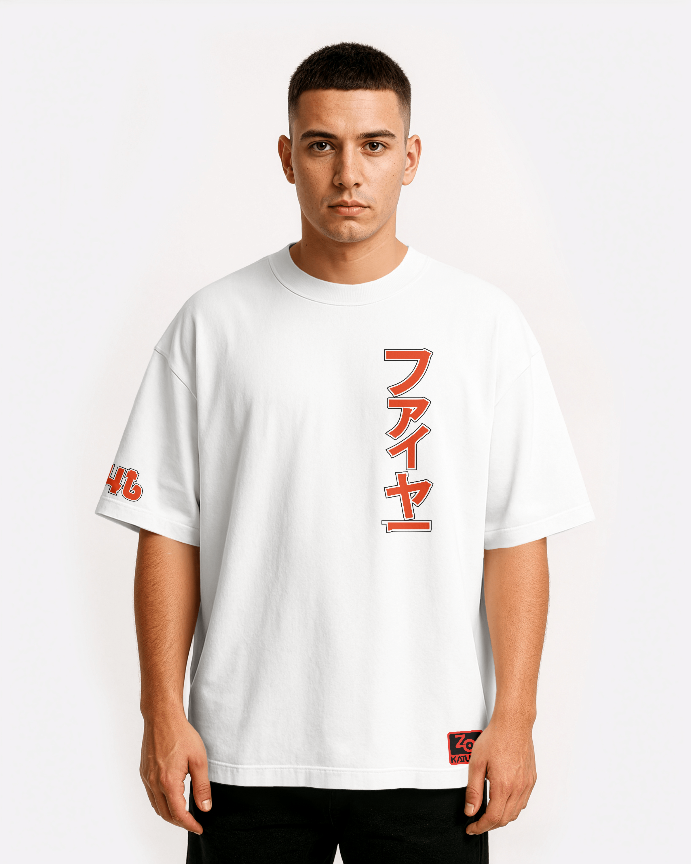 Moltres  Oversize/Box T-shirt Unisex biała/czarna