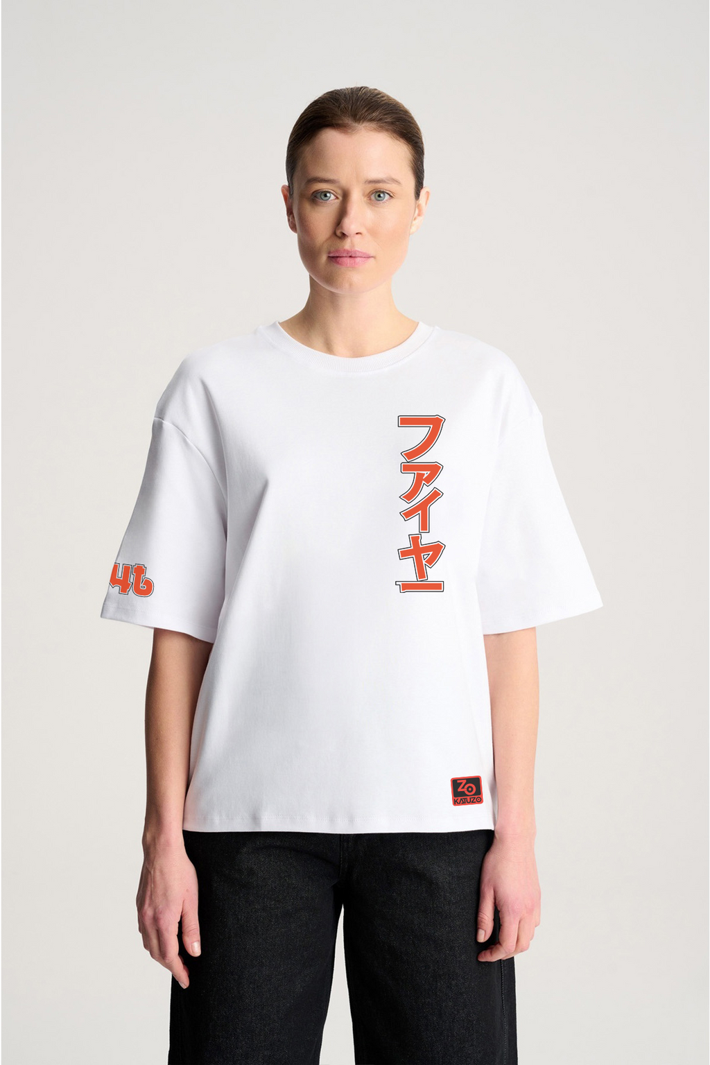 Moltres  Oversize/Box T-shirt Unisex biała/czarna