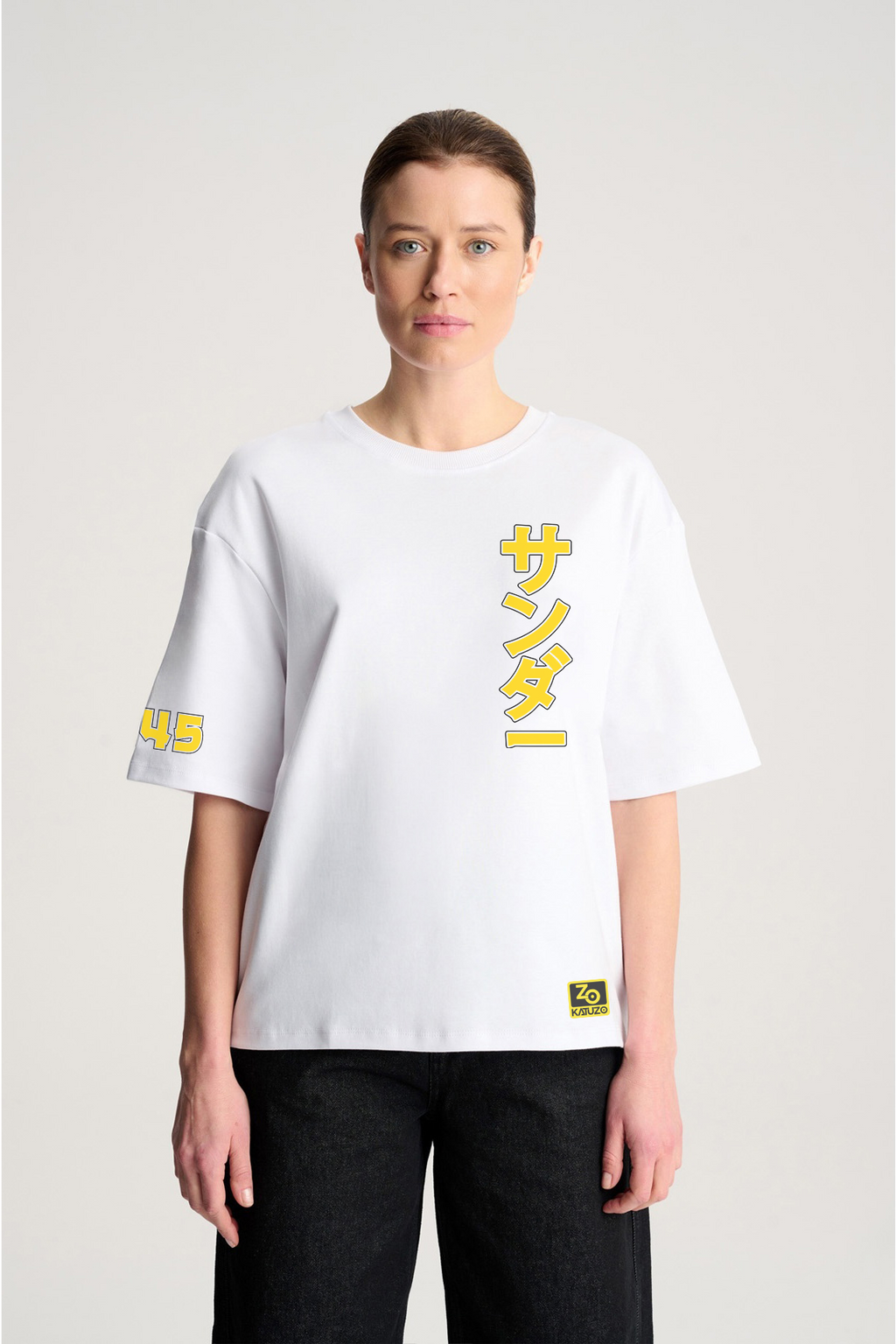 Zapdos Oversize/Box T-shirt Unisex biała/czarna
