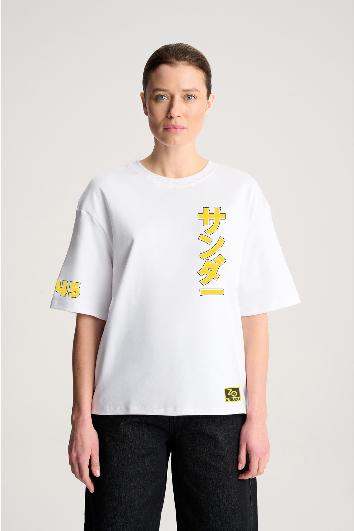 Zapdos Oversize/Box T-shirt Unisex biała/czarna
