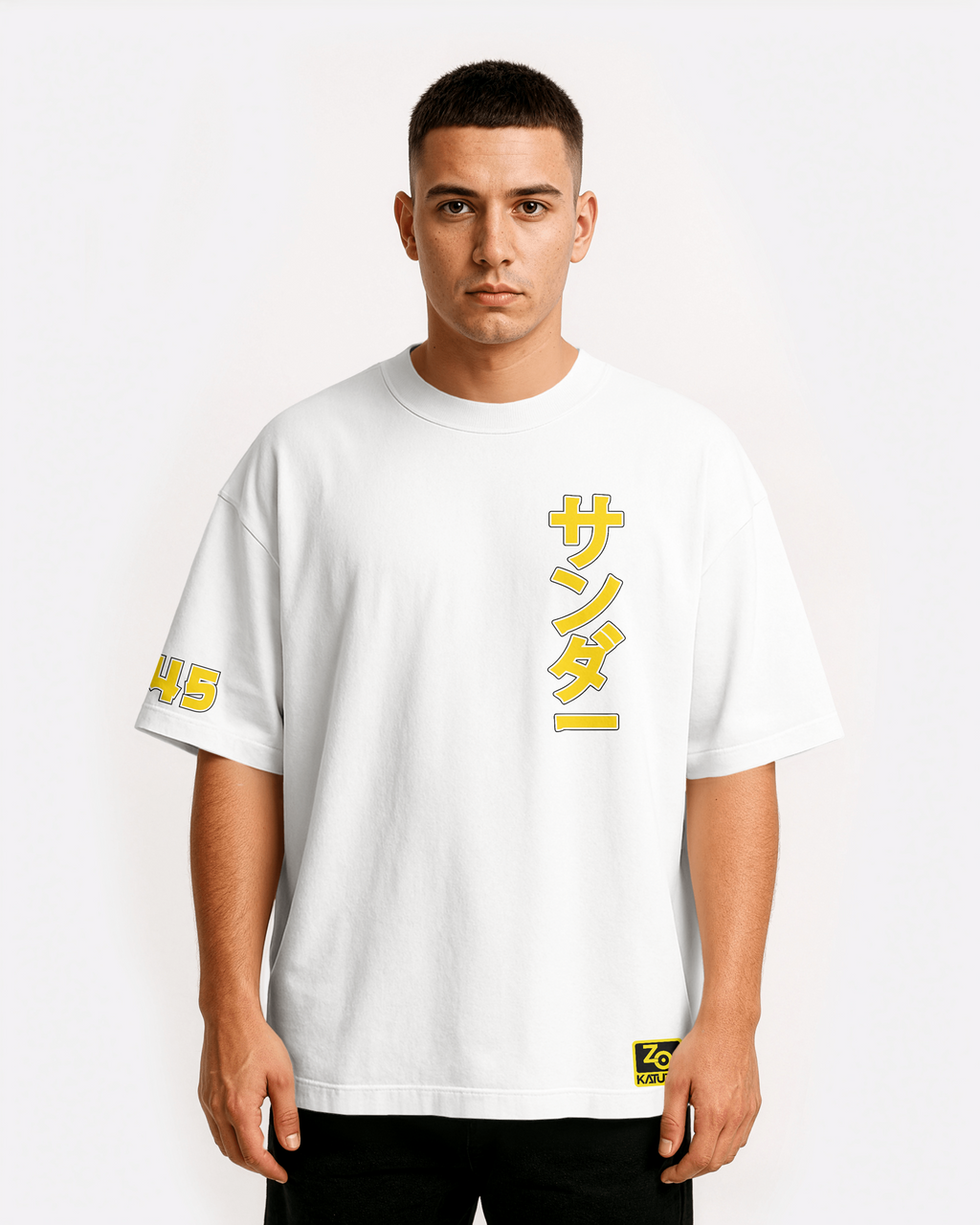 Zapdos Oversize/Box T-shirt Unisex biała/czarna