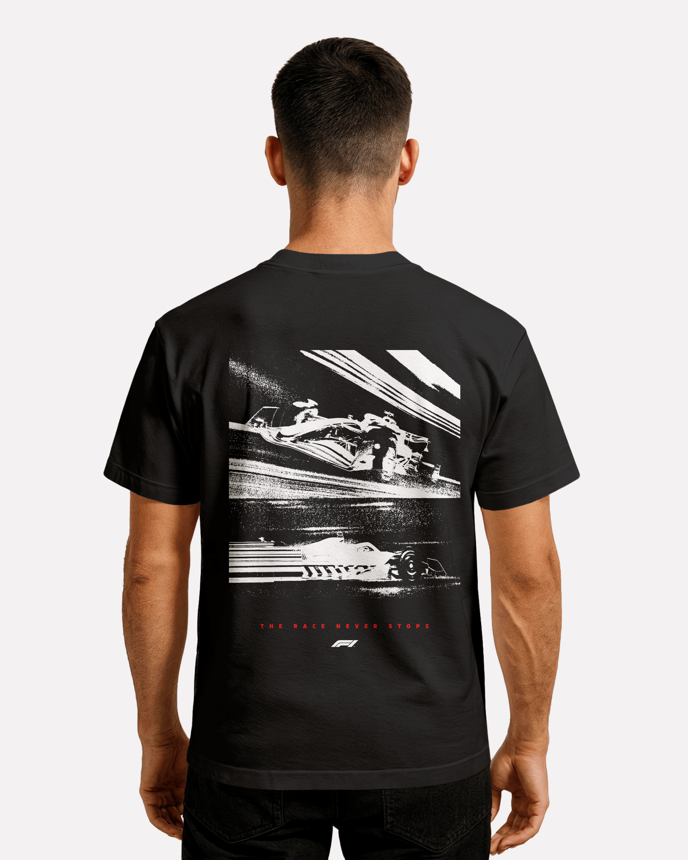 F1  T-shirt Classic Unisex czerwona/czarna