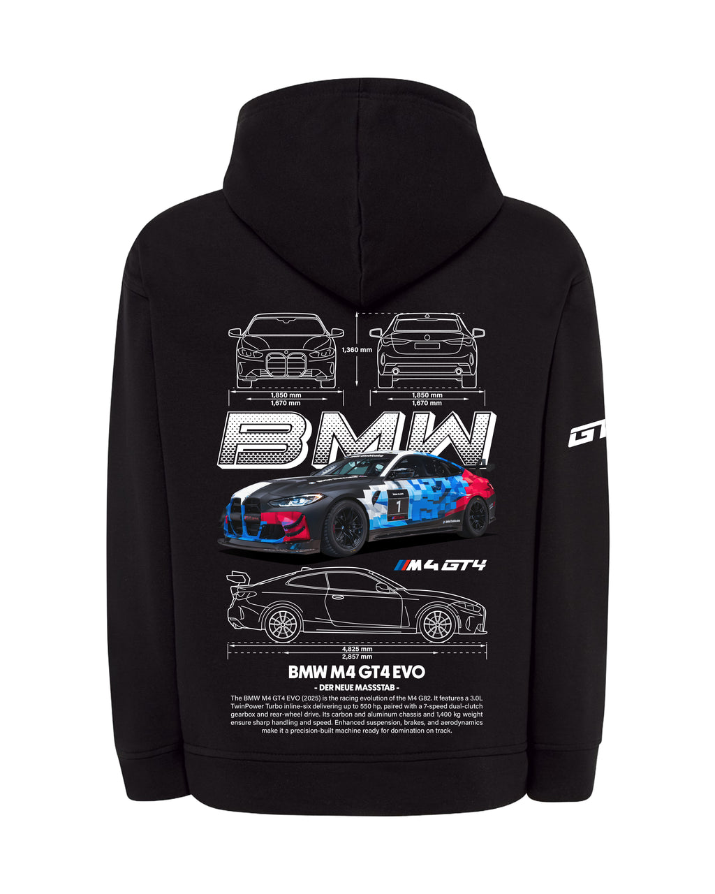 BMW M4 GT4 EVO Bluza z kapturem 320g