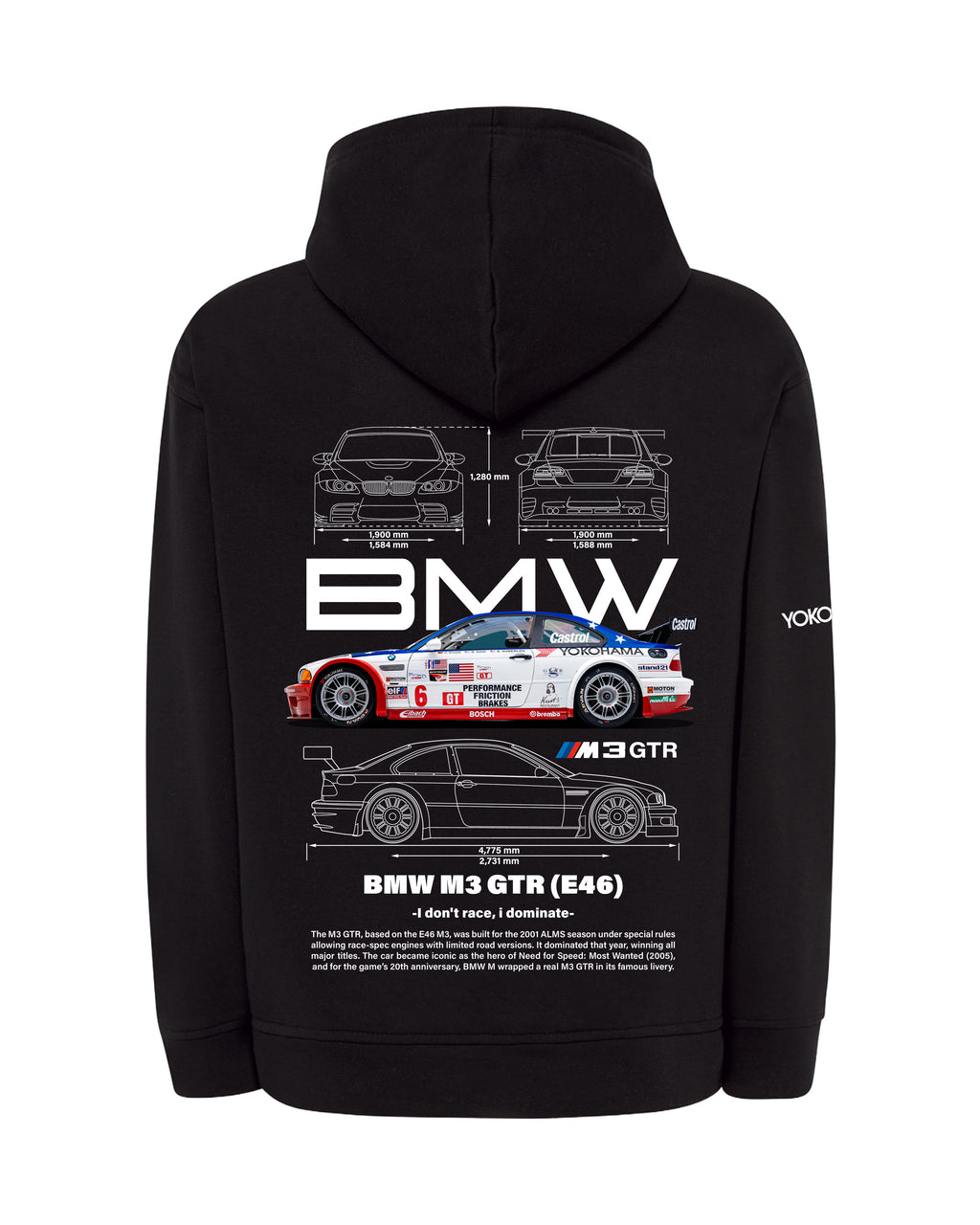 BMW M3 GTR E46 Bluza z kapturem 320g