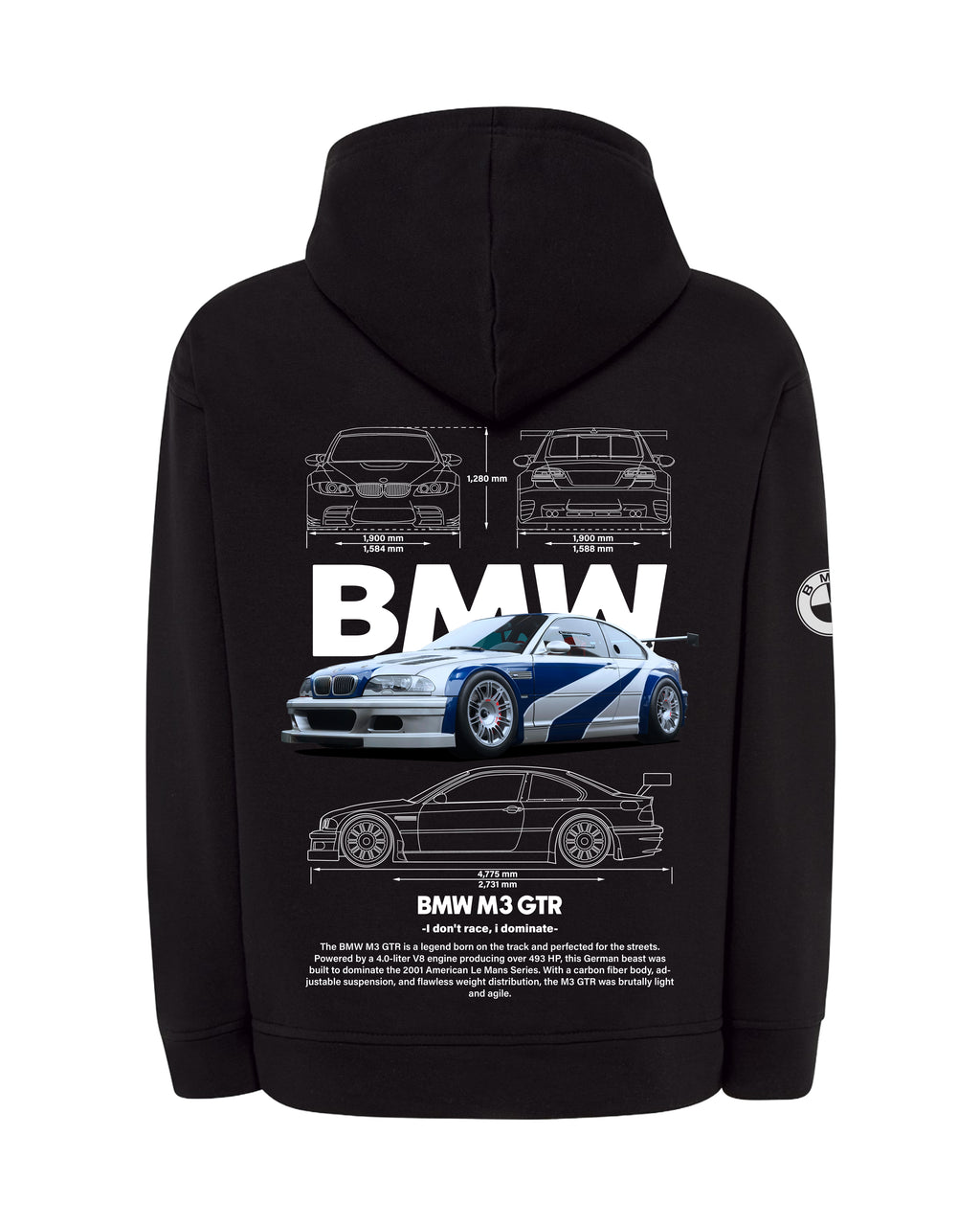BMW M3 GTR Bluza z kapturem 320g