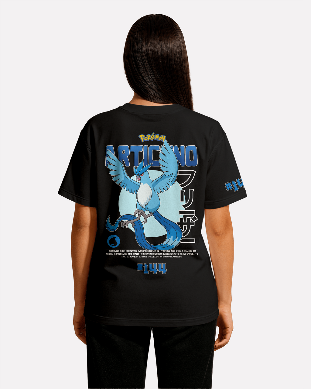 Articuno Oversize/Box T-shirt Unisex biała/czarna