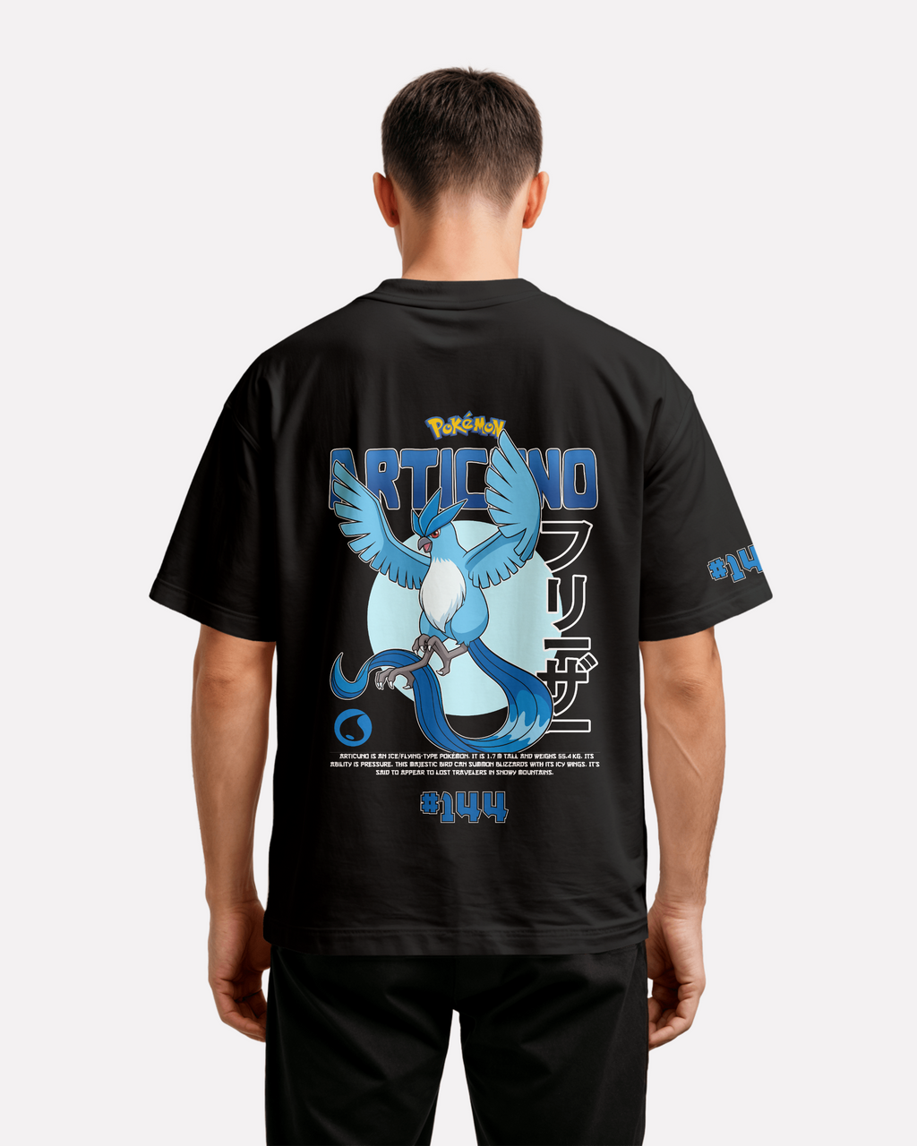 Articuno Oversize/Box T-shirt Unisex biała/czarna