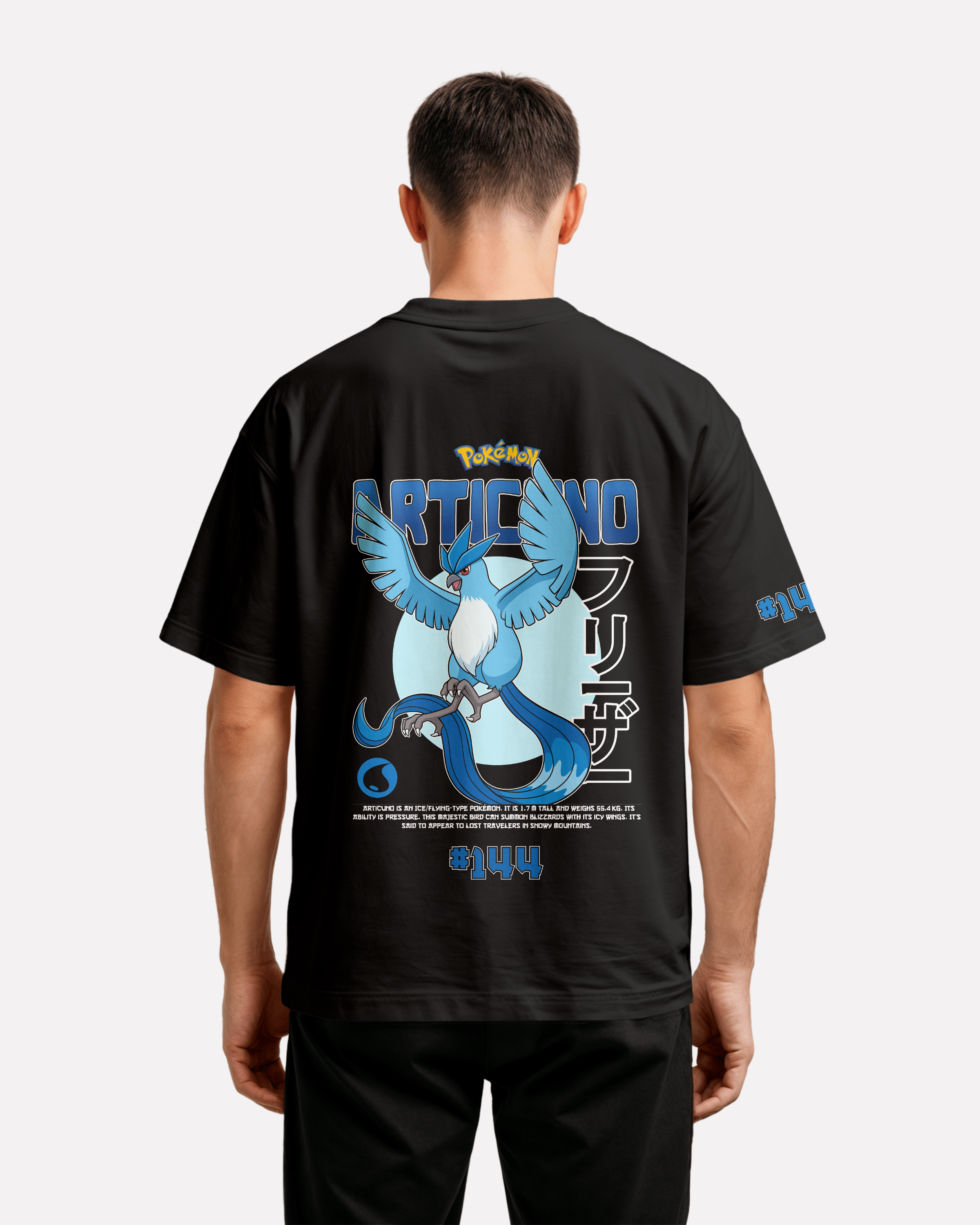 Articuno Oversize/Box T-shirt Unisex biała/czarna