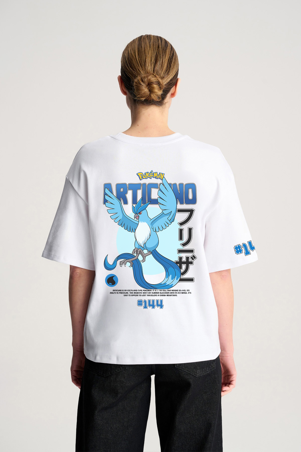 Articuno Oversize/Box T-shirt Unisex biała/czarna
