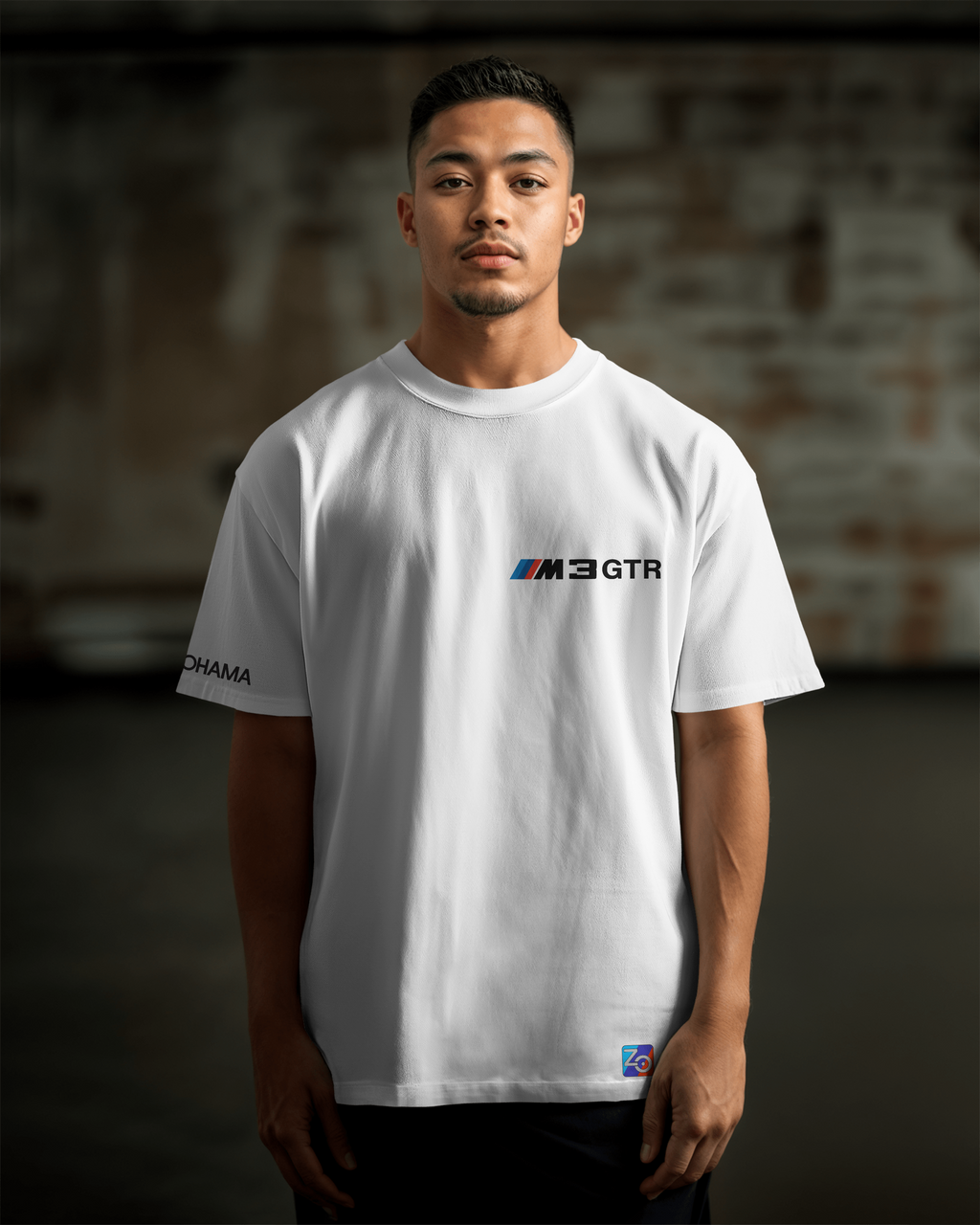 BMW M3 GTR E46 Oversize T-shirt Unisex biała/czarna