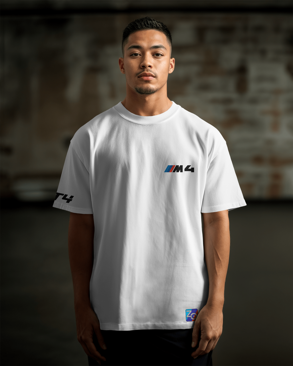 BMW M4 GT4 G82 Oversize T-shirt Unisex biała/czarna
