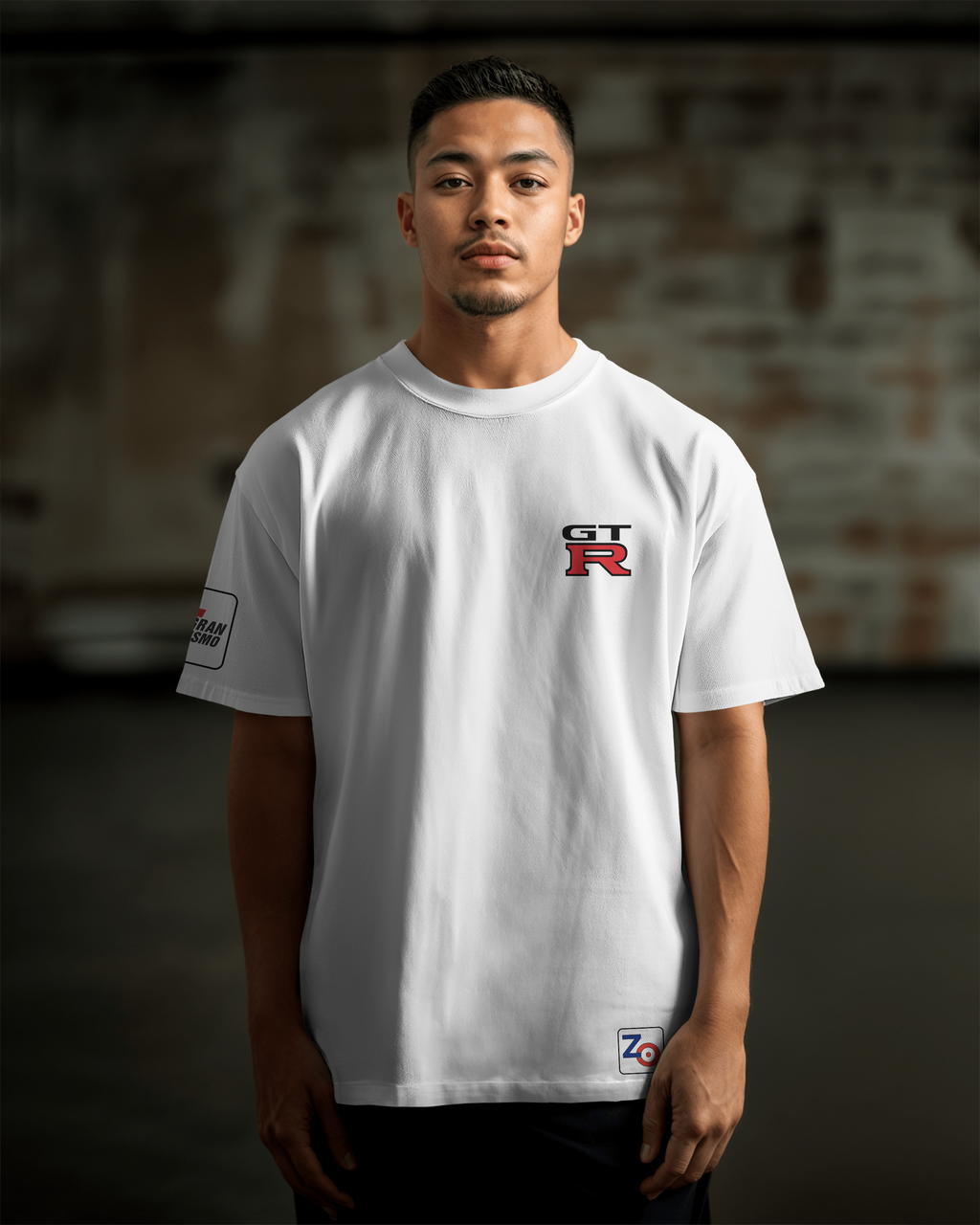 Nissan GTR R35 Oversize T-shirt Unisex biała/czarna