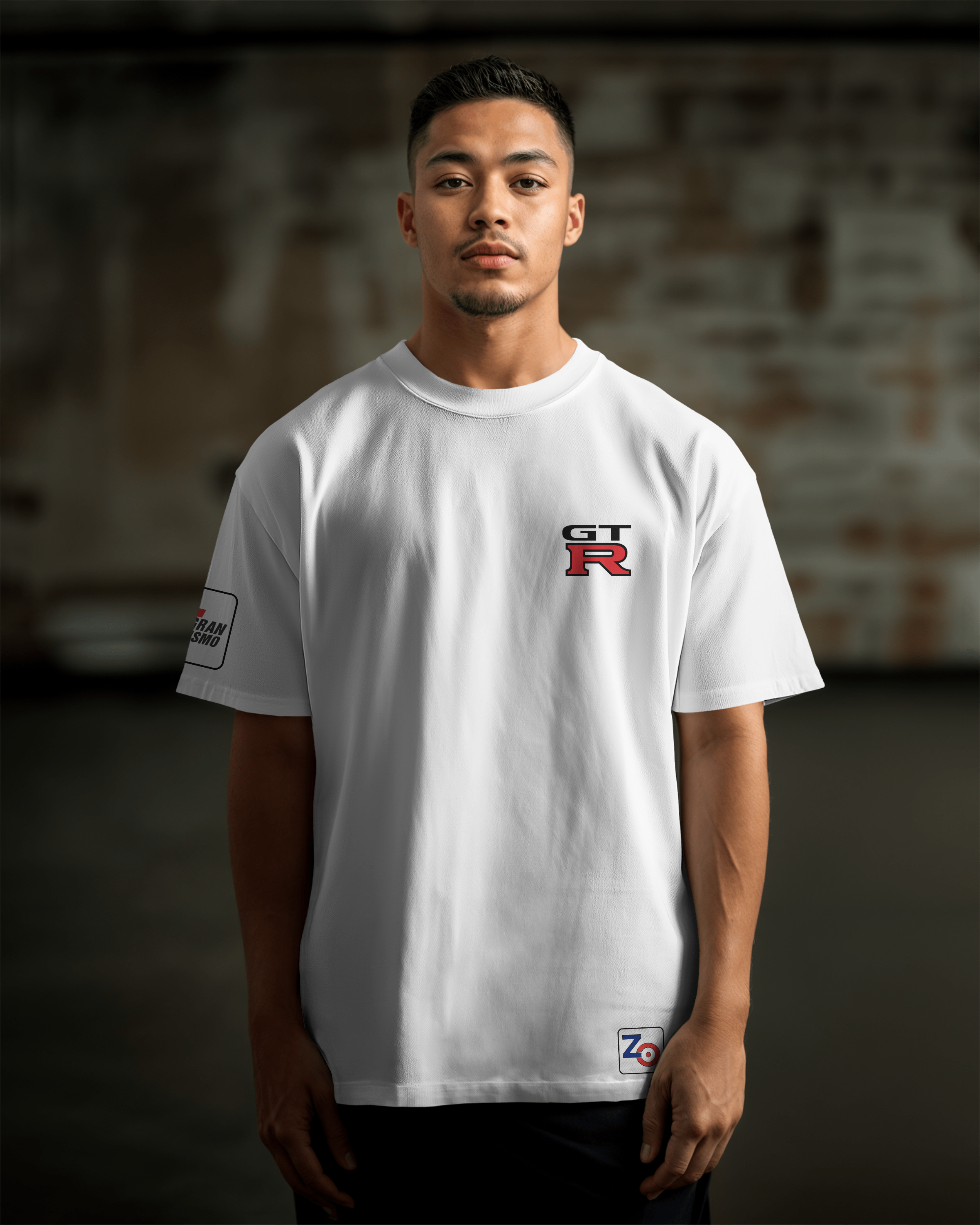 Nissan GTR R35 Oversize T-shirt Unisex biała/czarna