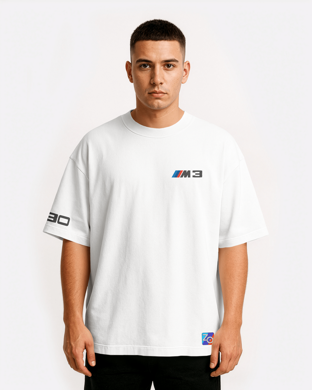 BMW M3 E30 Oversize T-shirt Unisex biała/czarna