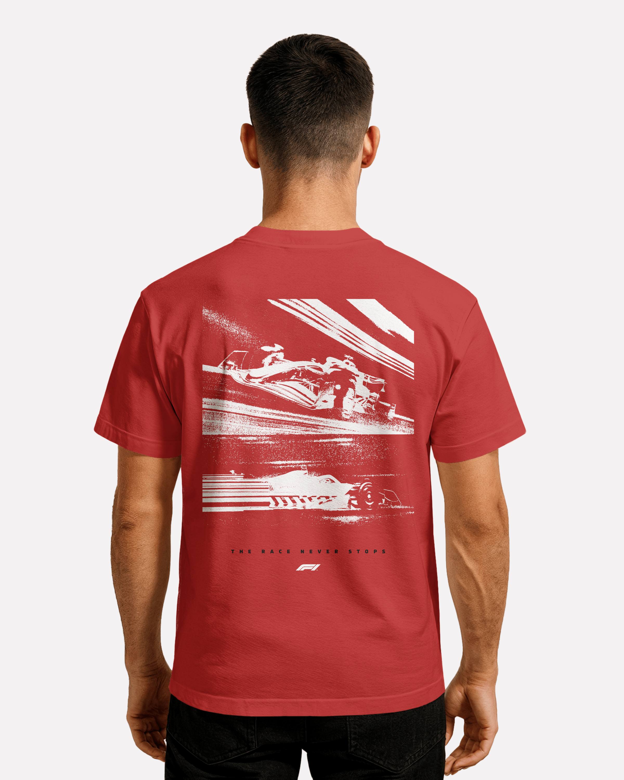 F1  T-shirt Classic Unisex czerwona/czarna
