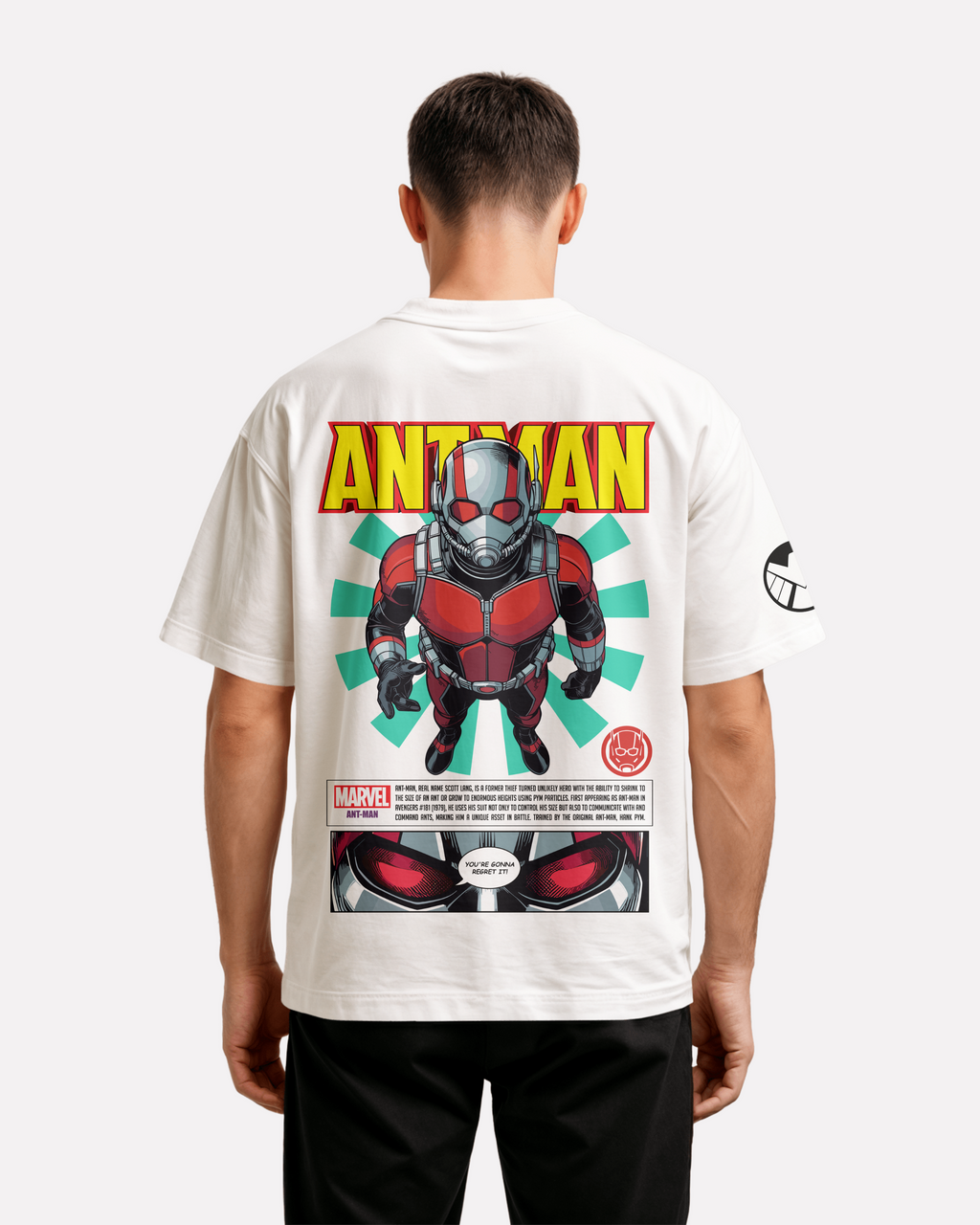 Ant Man Oversize/Box T-shirt Unisex biała/czarna