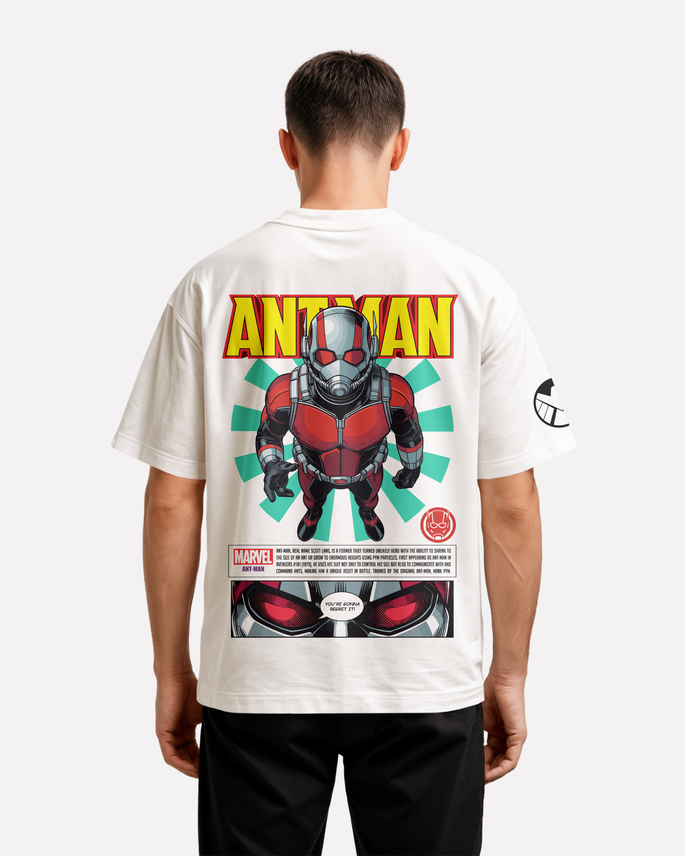 Ant Man Oversize/Box T-shirt Unisex biała/czarna