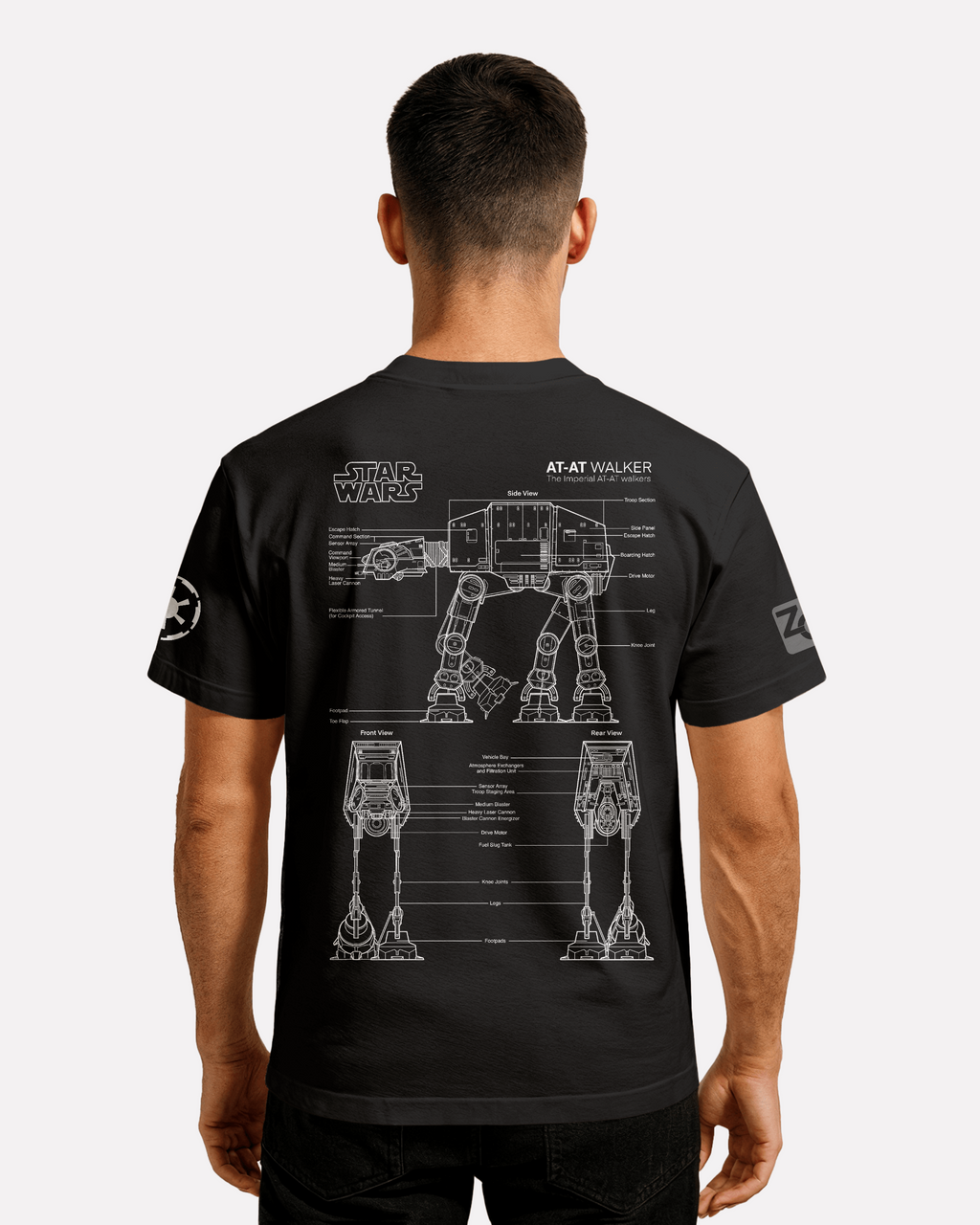 AT-AT T-shirt Classic Unisex biała/czarna