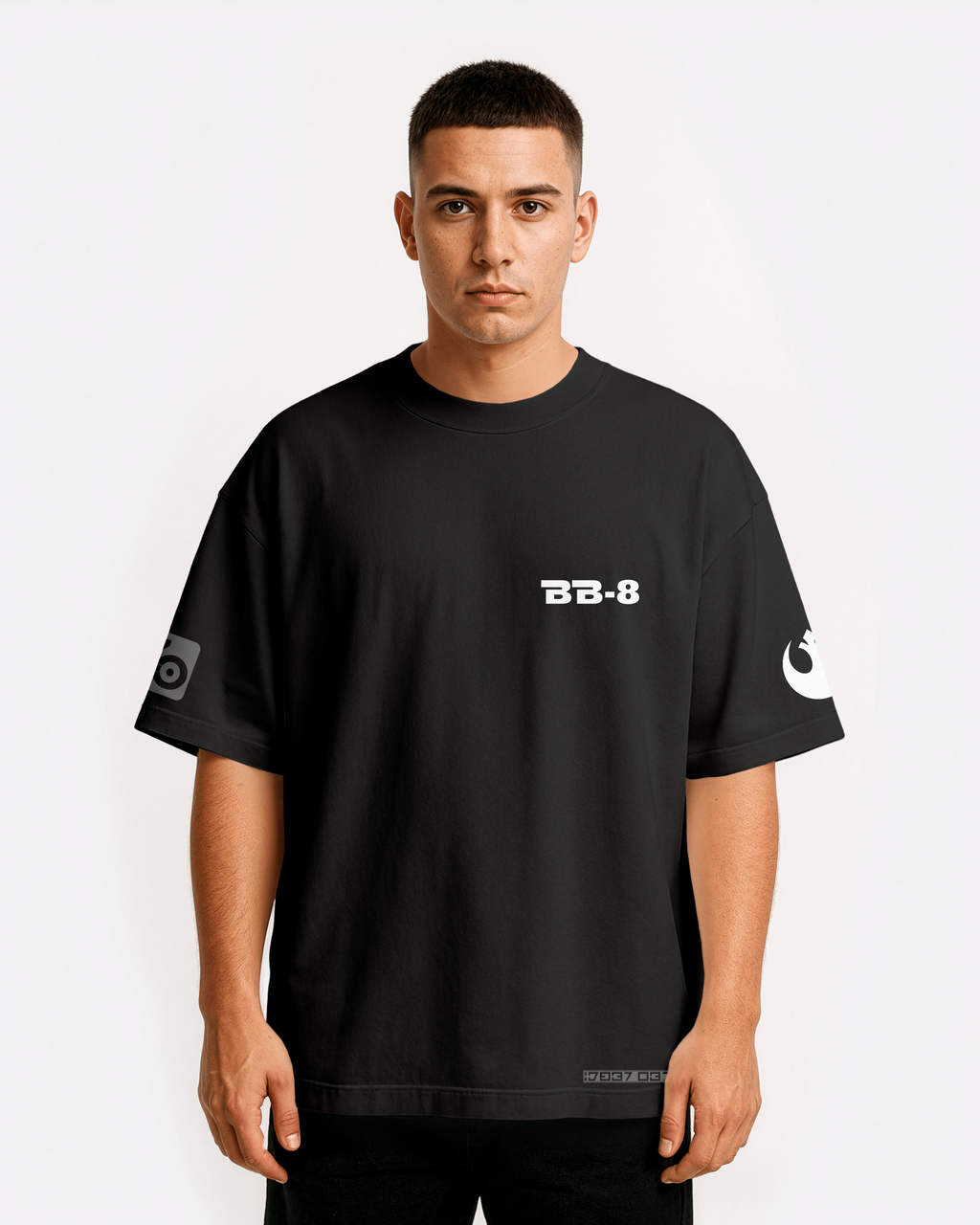 BB-8 Oversize T-shirt Unisex biała/czarna
