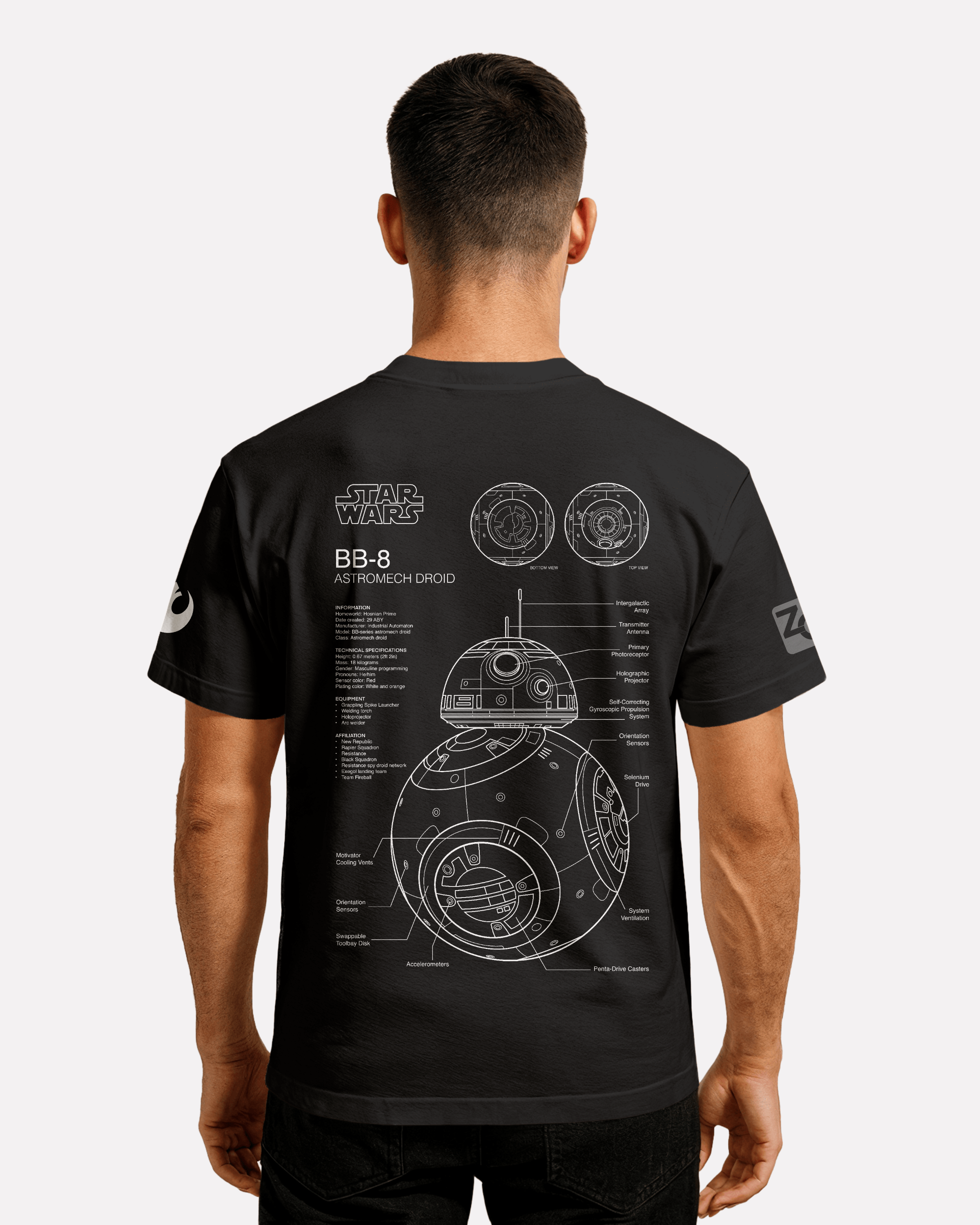 BB-8 T-shirt Classic Unisex biała/czarna
