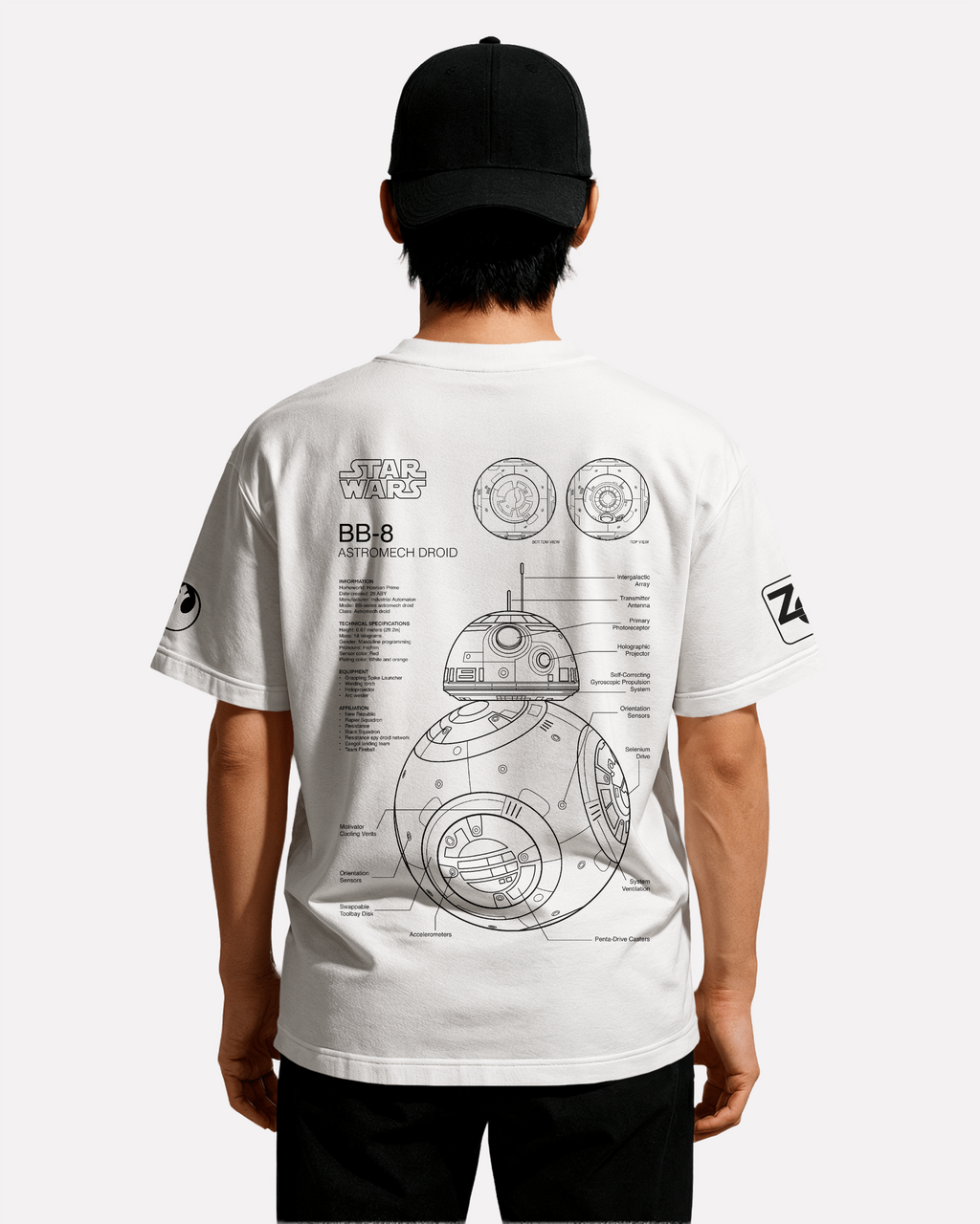 BB-8 T-shirt Classic Unisex biała/czarna