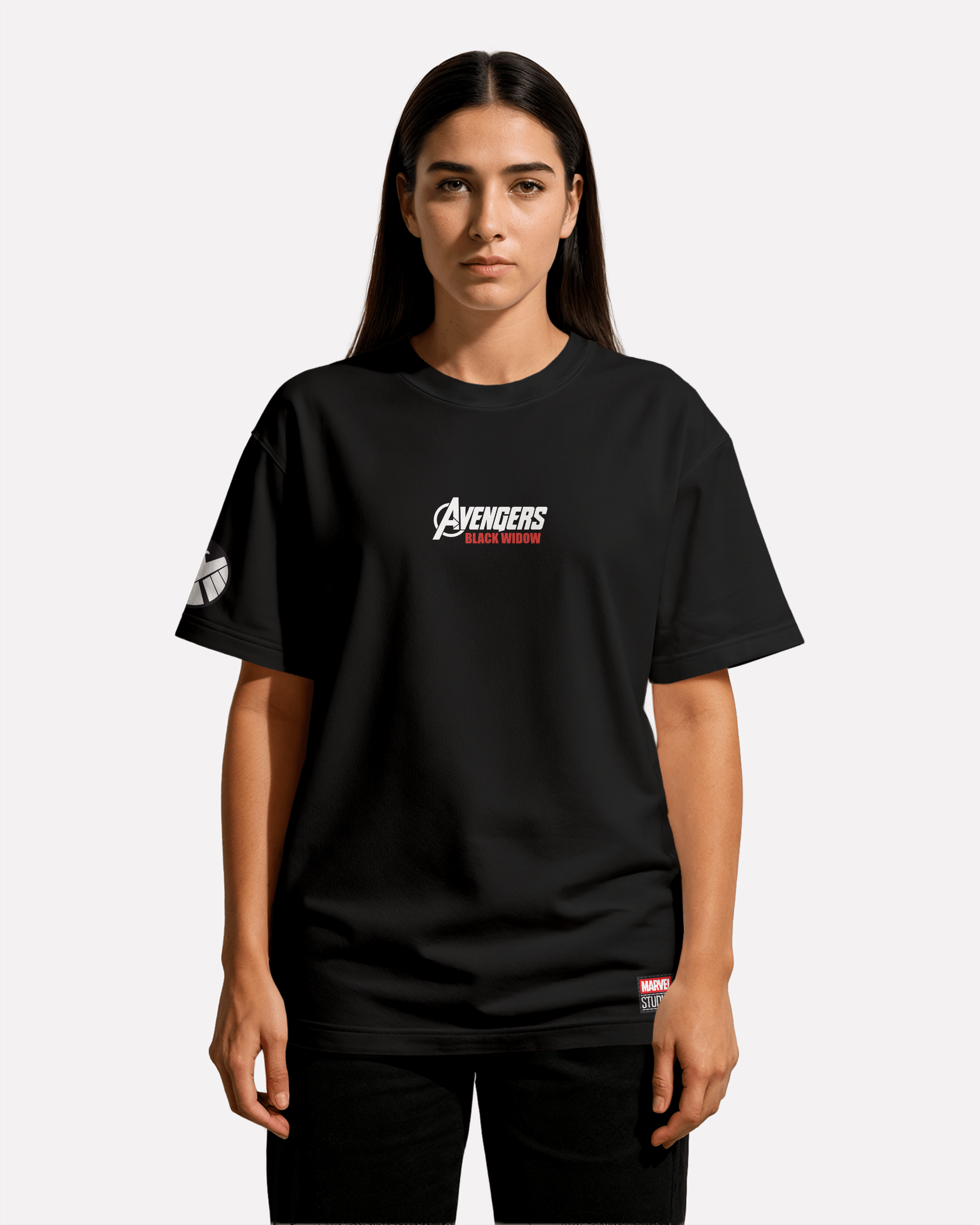 Black Widow Oversize/Box T-shirt Unisex biała/czarna