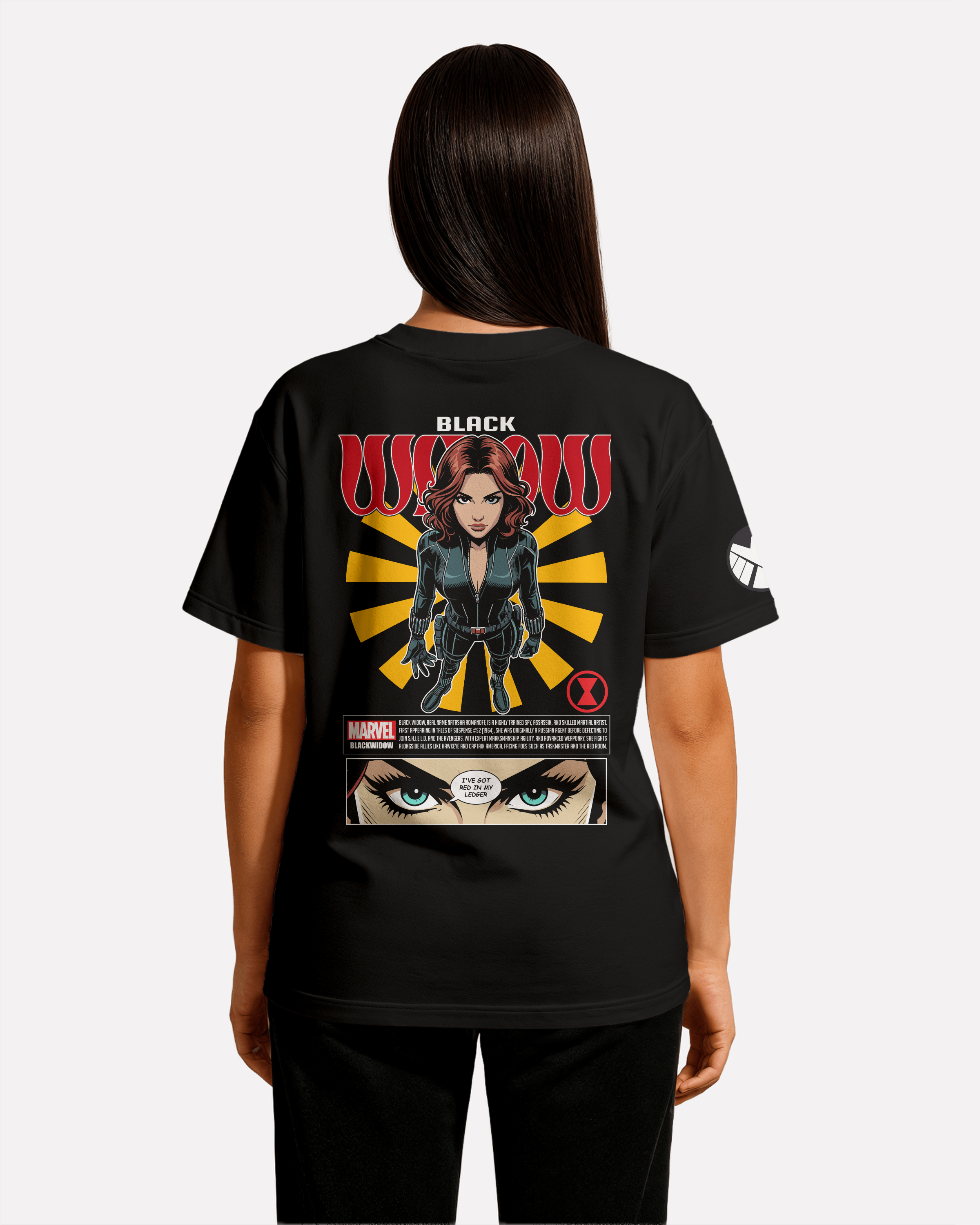 Black Widow Oversize/Box T-shirt Unisex biała/czarna