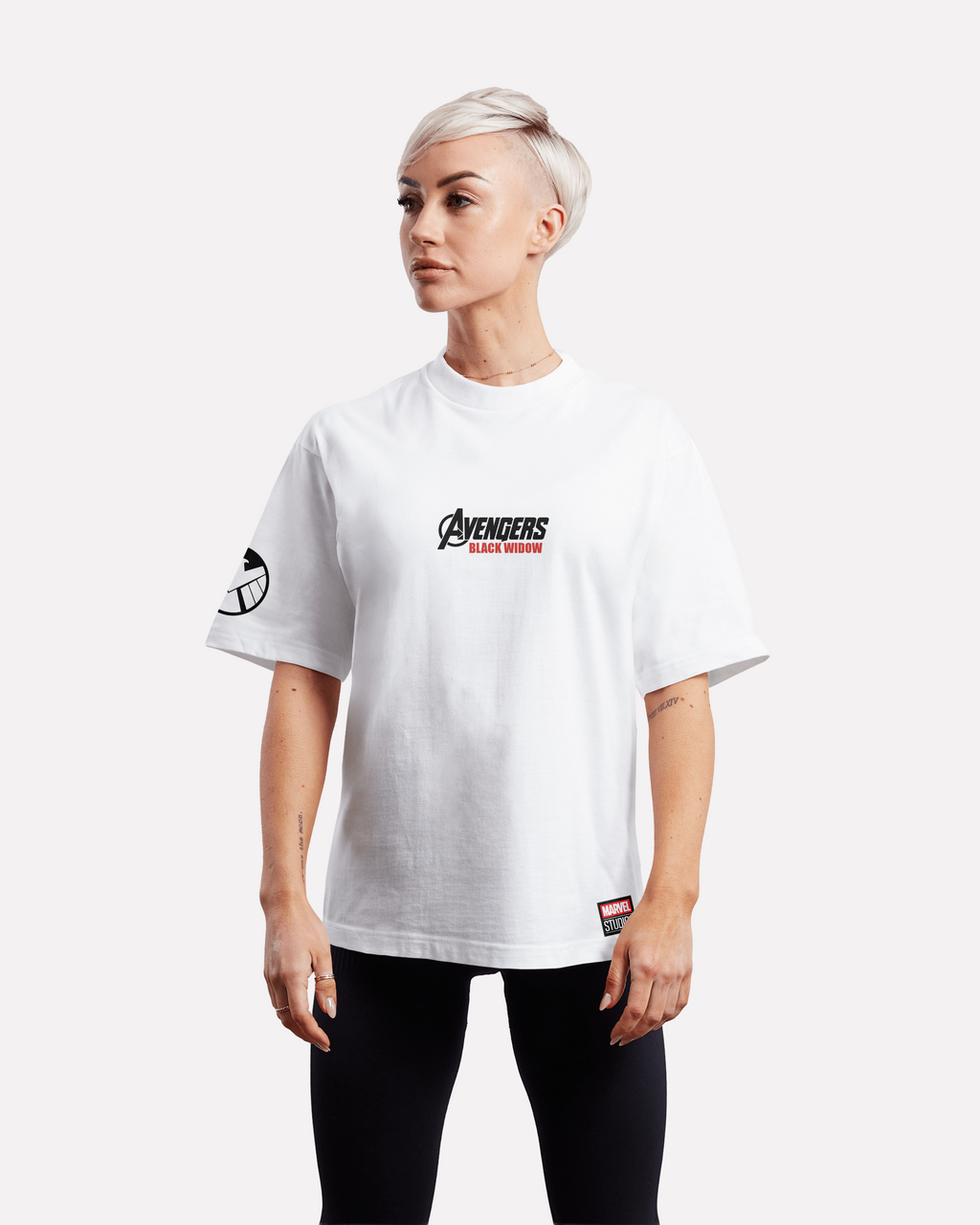 Black Widow Oversize/Box T-shirt Unisex biała/czarna