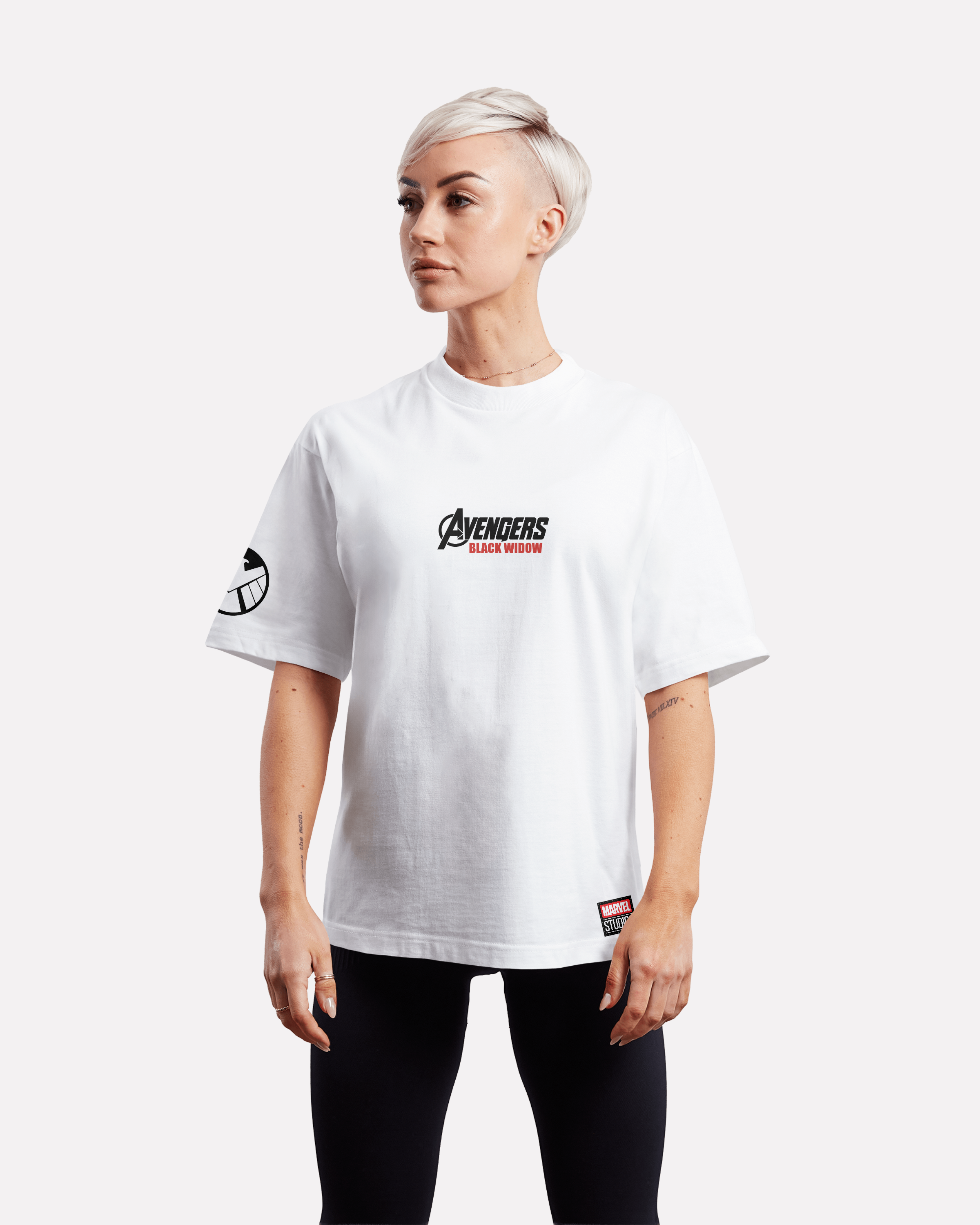 Black Widow Oversize/Box T-shirt Unisex biała/czarna